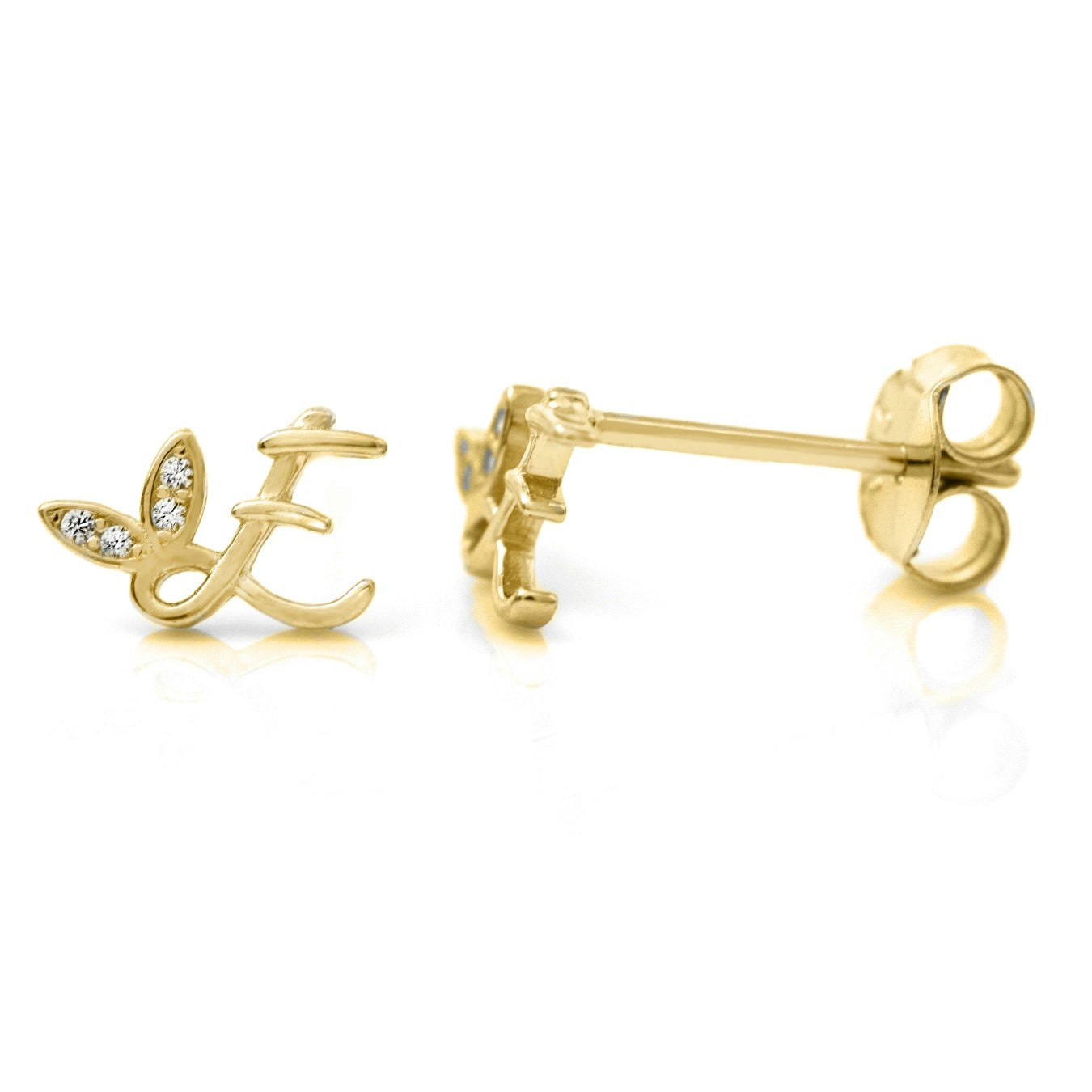 Say It With Yellow/Gold Winged Initial Earrings - Plated - E