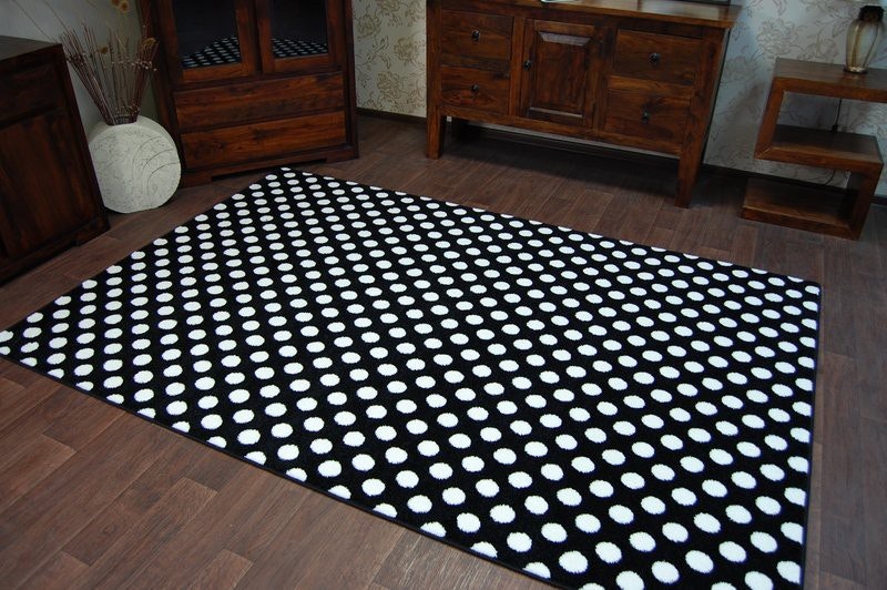 Rackhams Black/White Sketch Rug - & Polka Dots - 160Cm X 220Cm