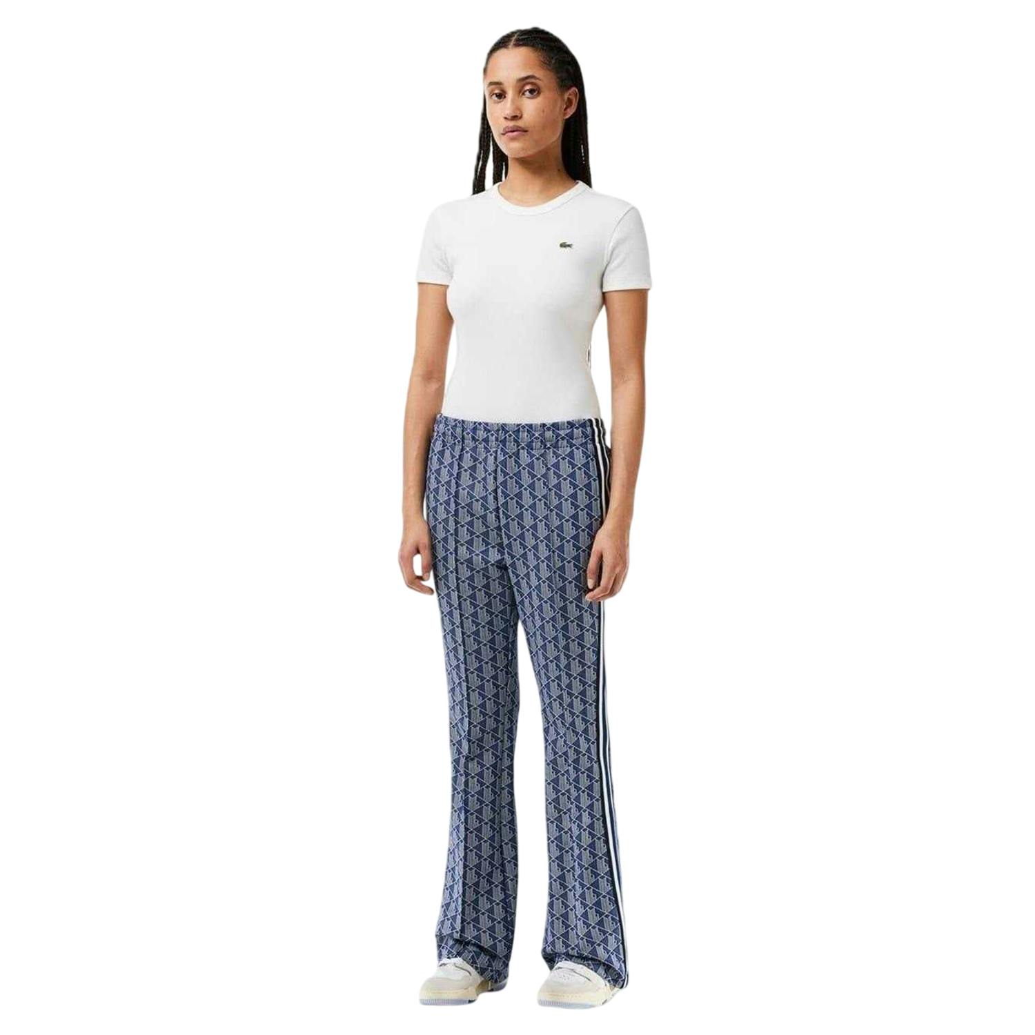 Lacoste Women's Blue Monogram Jogging Bottoms - Methyl - 8 Uk R - Methyl - 60% Polyester/35% Cotton/5% Polyamide