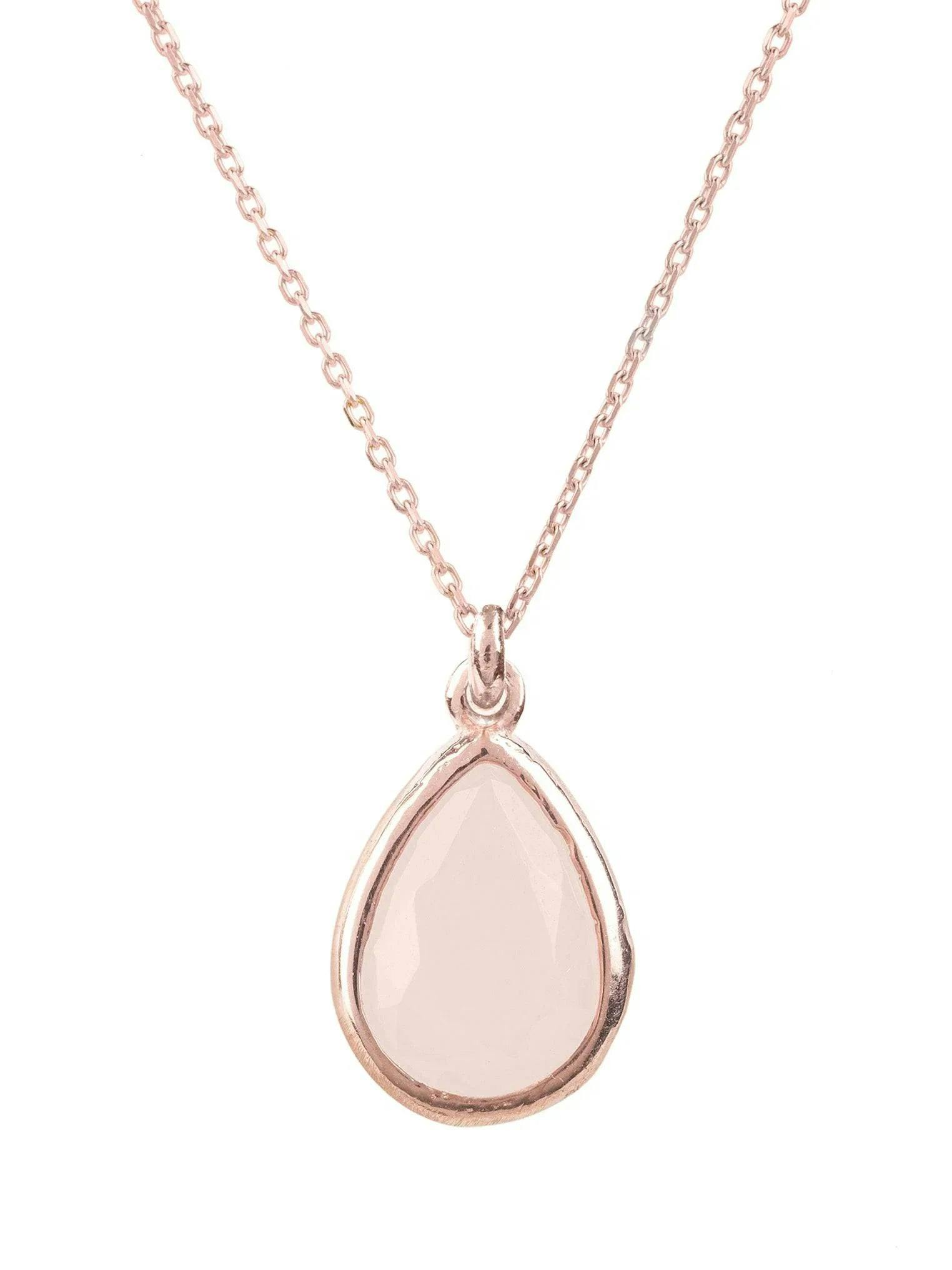 Latelita Silver/Gold/Light Pisa Mini Teardrop Necklace Rose Rose Quartz