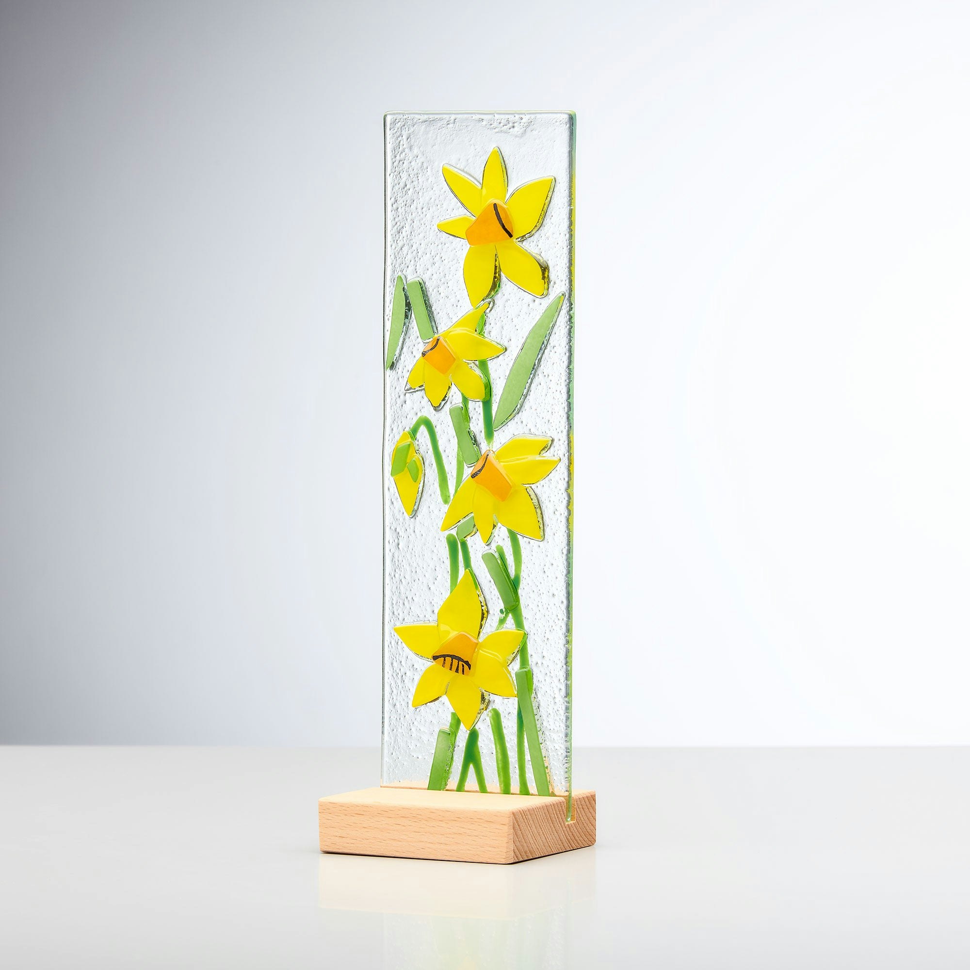 Sienna Glass Yellow Standing Decorative Flower Plaque