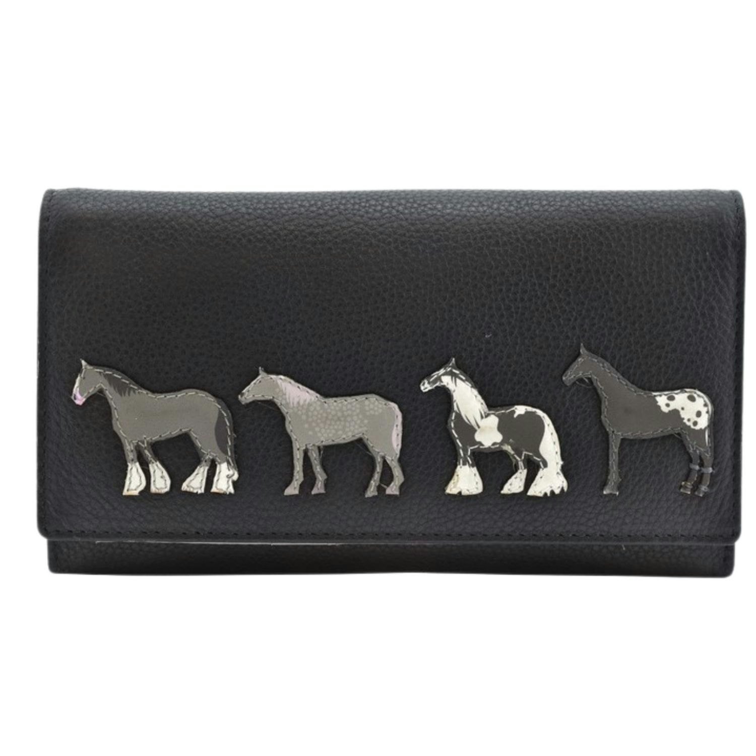 Mala Leather Women's Black Horse Equestrian Rfid Purse