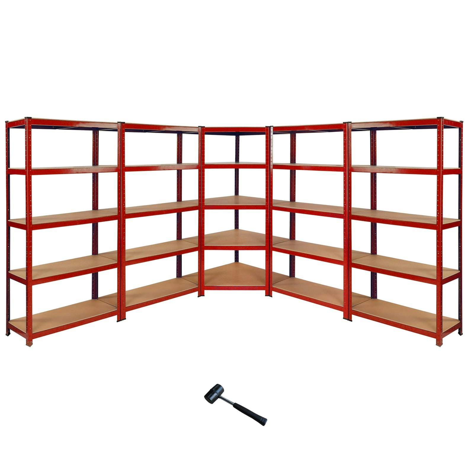 Rackhams Red Z-Rax 90Cm Corner Racking Bundle: Corner Shelving & 4 Garage Racking Bays