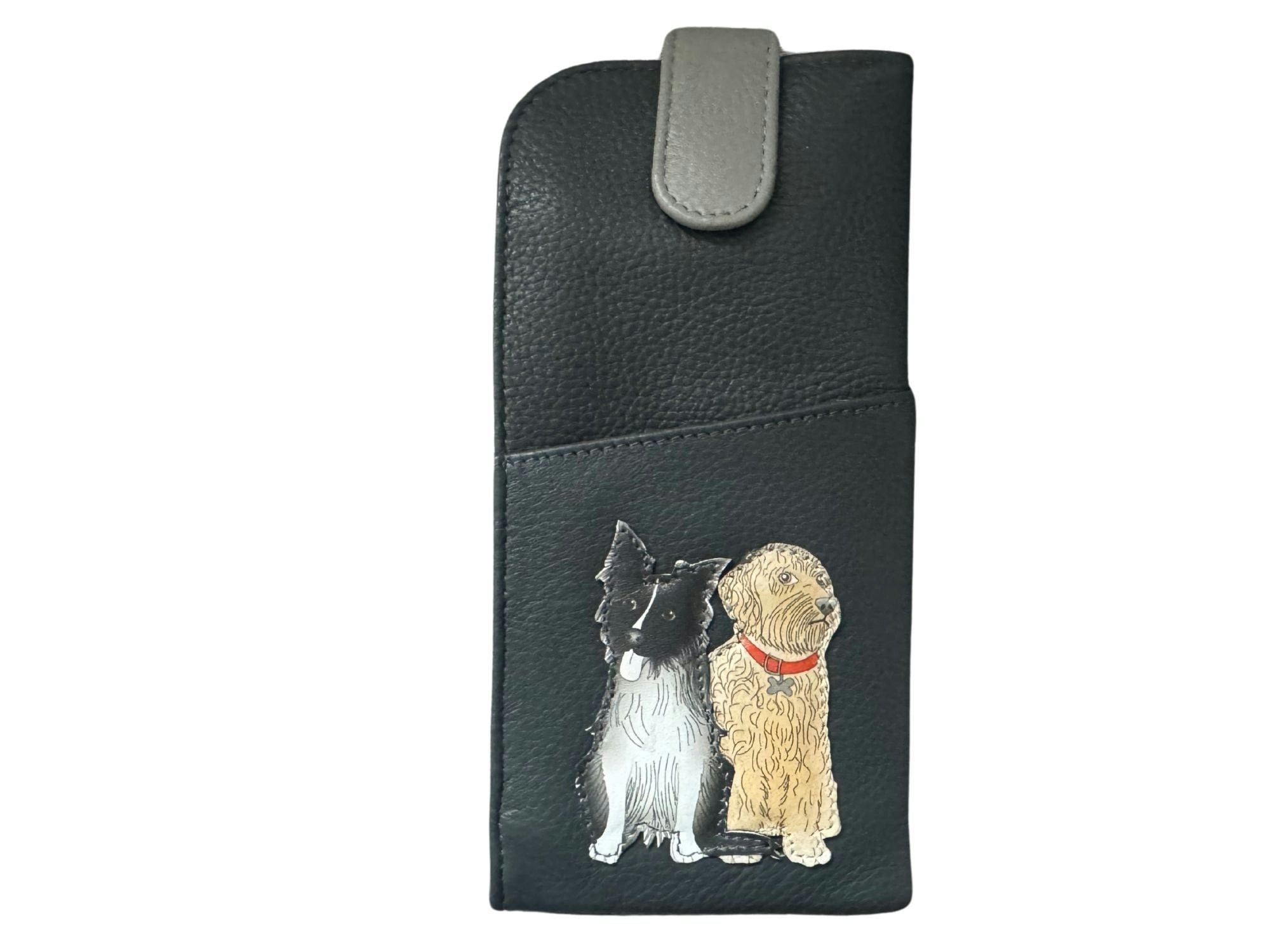 Mala Leather Grey Kennel Crew Dogs Wide Fit Leather Glasses Case