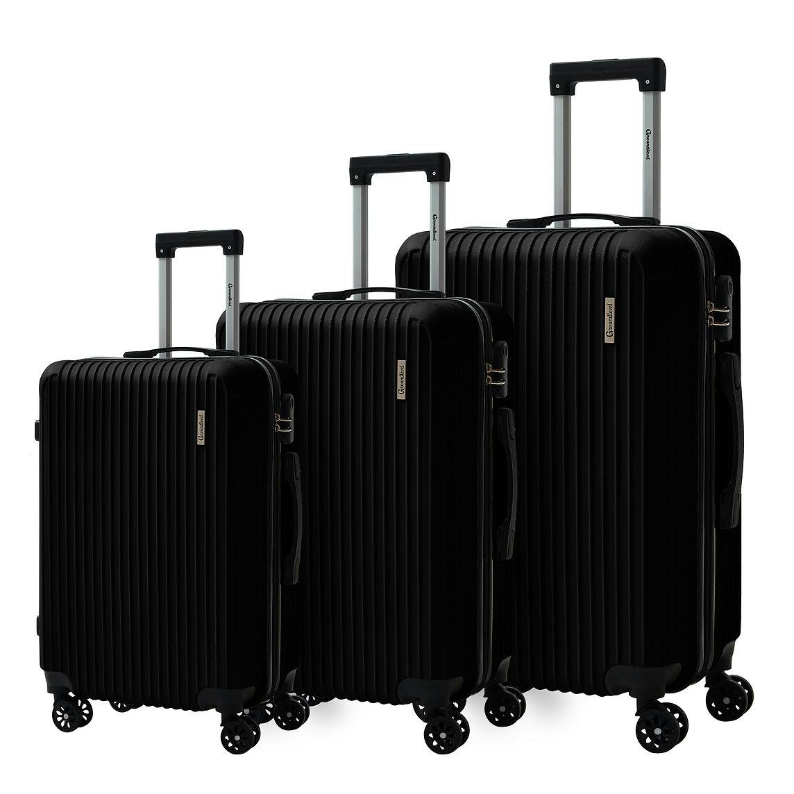 Groundlevel Black Cosmic Hard Shell 3 Piece Suitcase Luggage Set