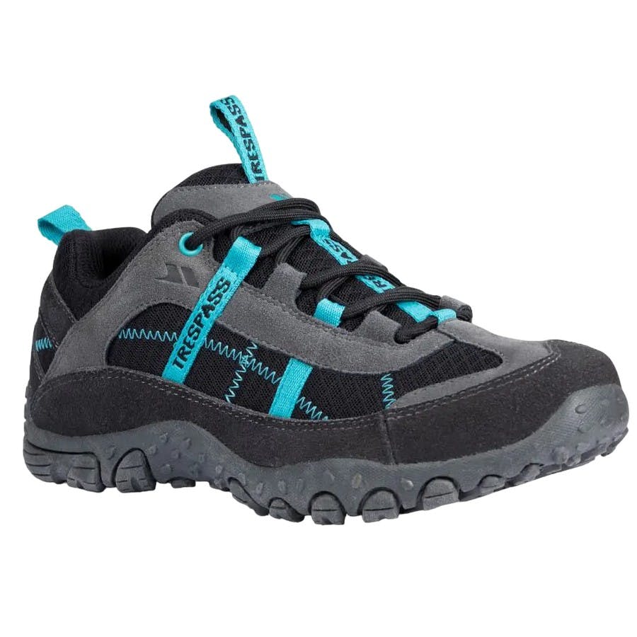 Trespass Women's Fell Lightweight Walking Shoes - Charcoal/Teal - 5 Uk - Charcoal/Teal - 25% Suede/25% Mesh/25% Eva/25% Tpr