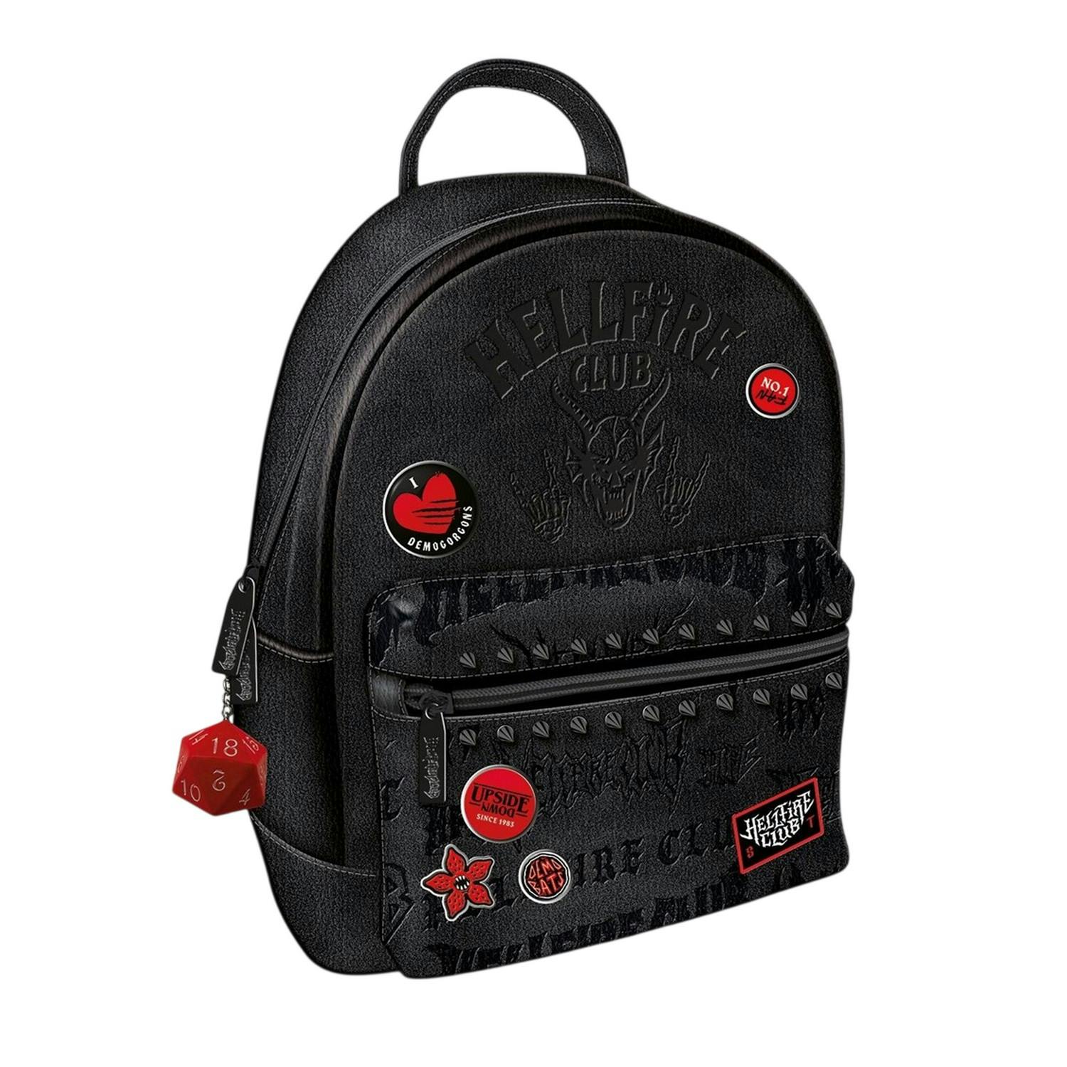 Stranger Things Black Hellfire Club Printed Backpack - One Size