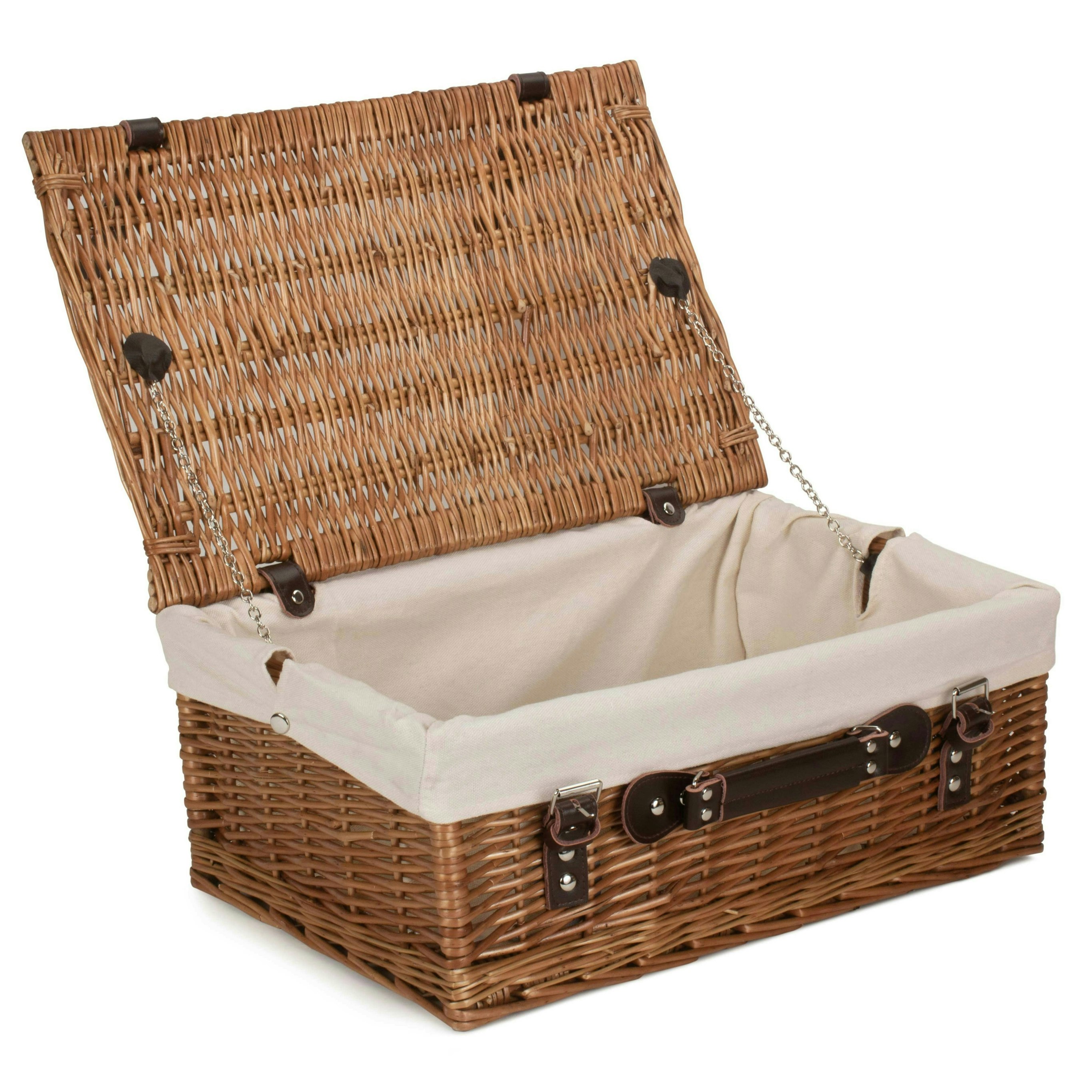 Red Hamper Red/White Hamper 46Cm Double Steamed Willow Wicker Picnic Basket