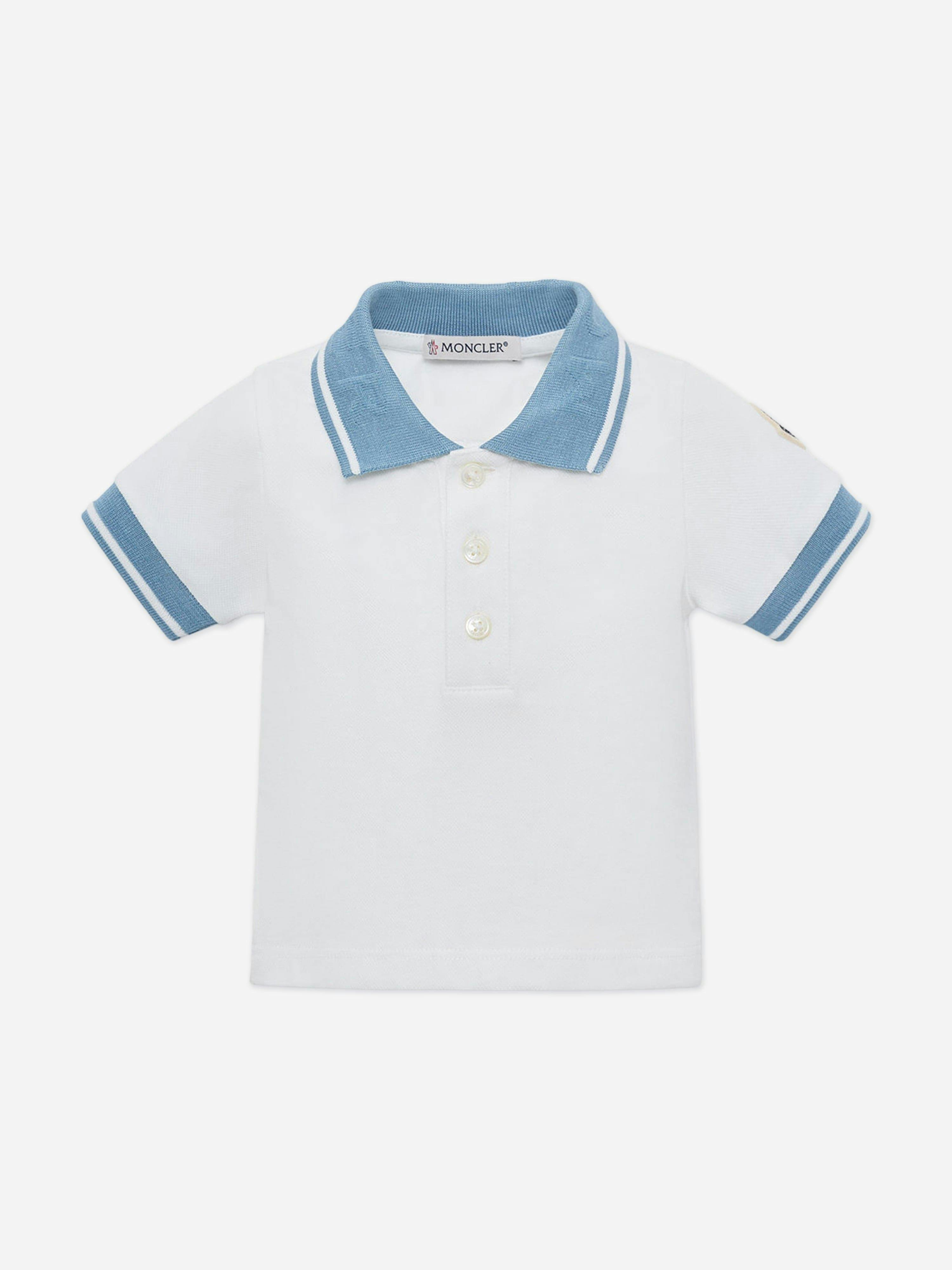 Moncler Enfant Men's White Baby Boys Polo Shirt In - 9 - 12 Mths