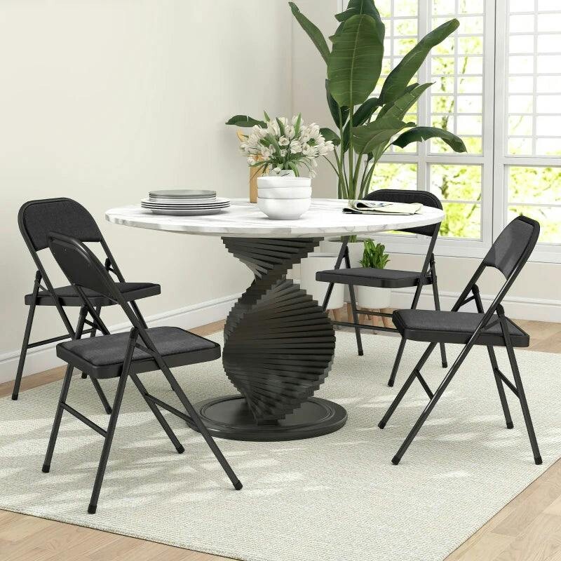 HOMCOM Set of 4 Folding Chairs - Padded Seat - Black - Image 4