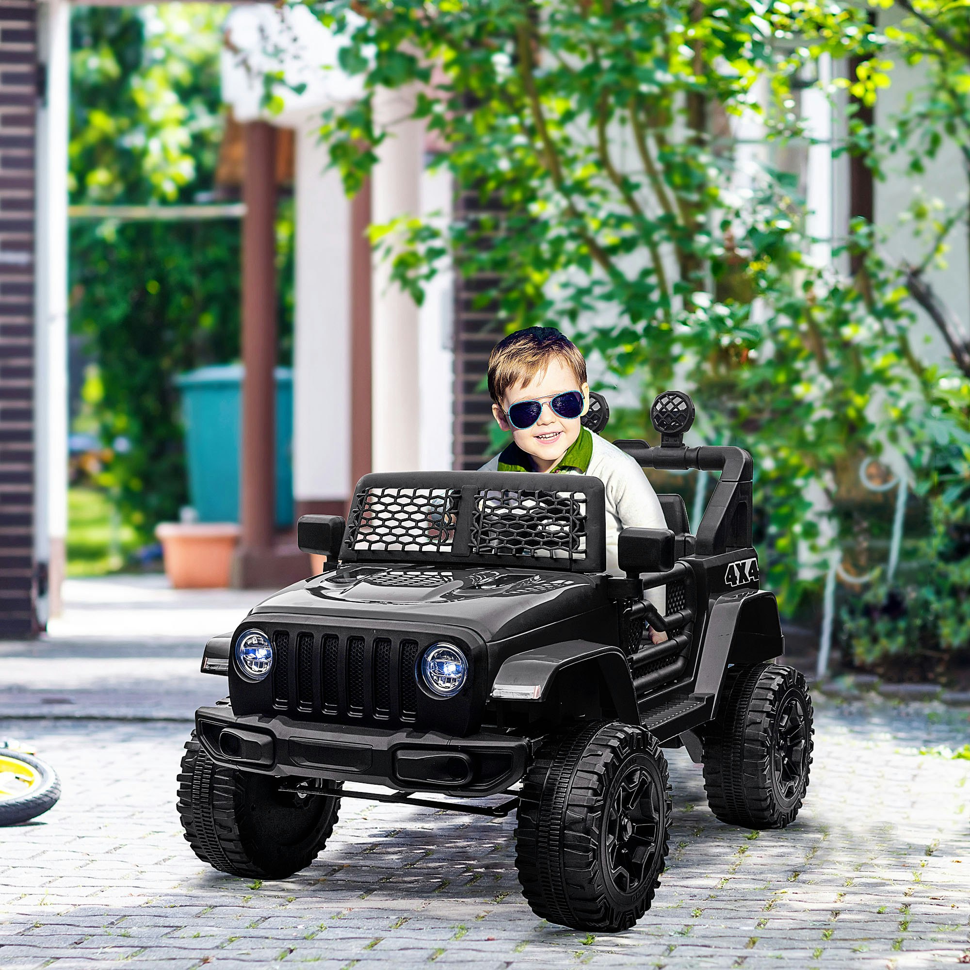 Homcom Unisex Black 12V Electric Ride On Car Truck Off-Road Toy With Parental Remote In Kids - Image 4