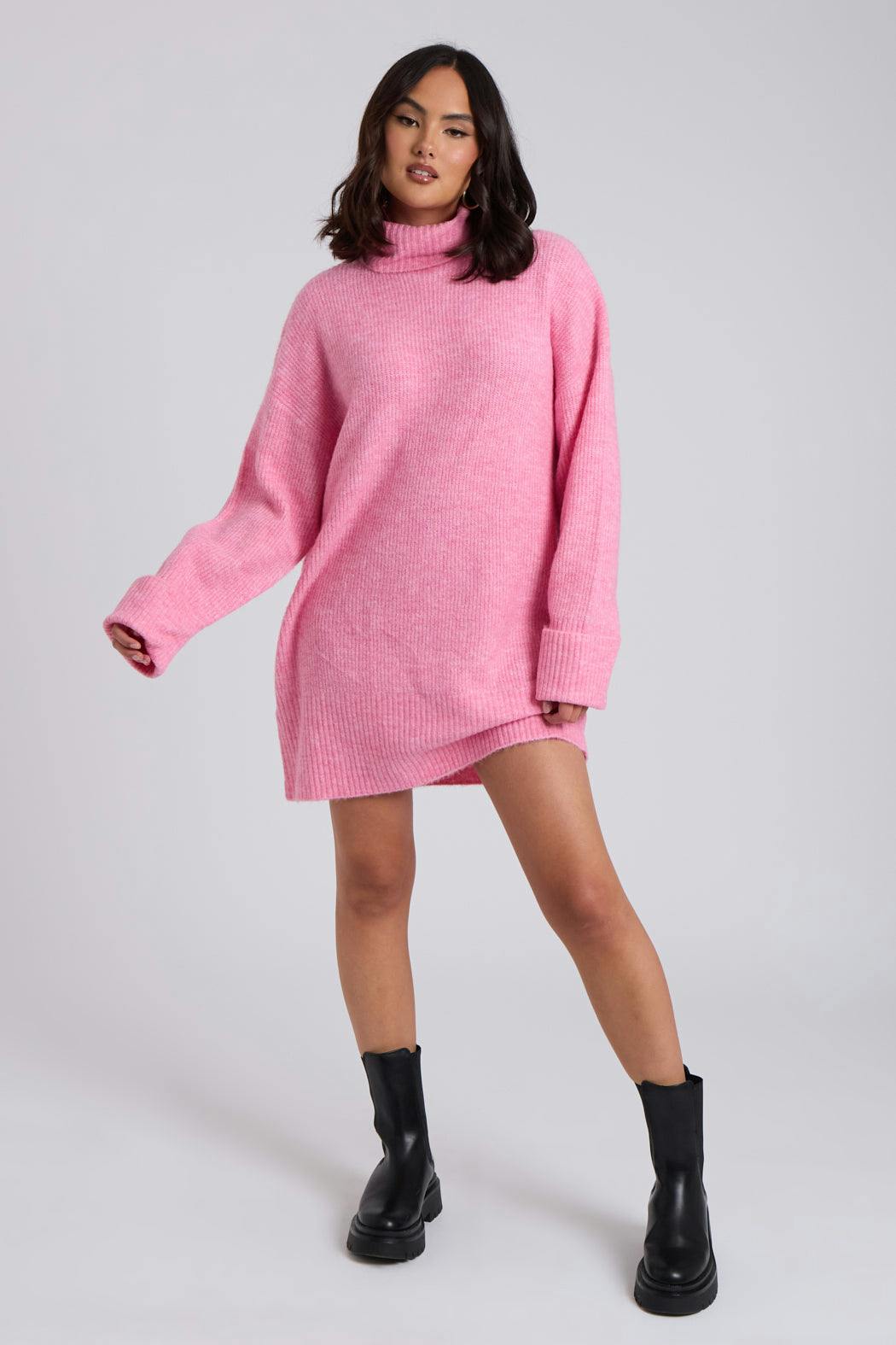 Urban Bliss Pink Mini Roll Neck Dress - S