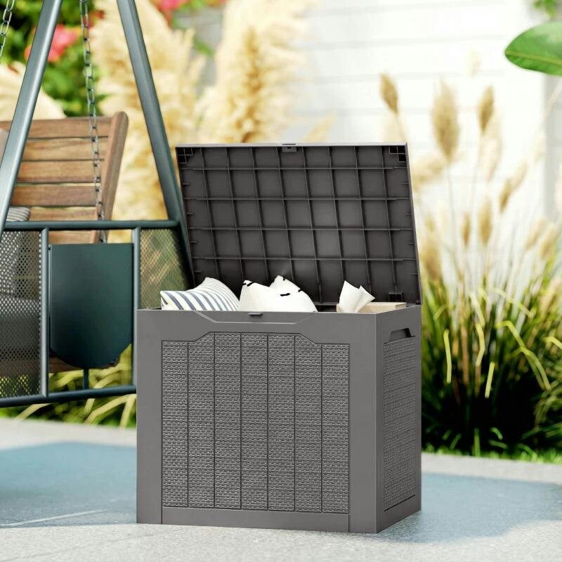 Outsunny - Garden Storage Box - 93L - Brown - Image 6