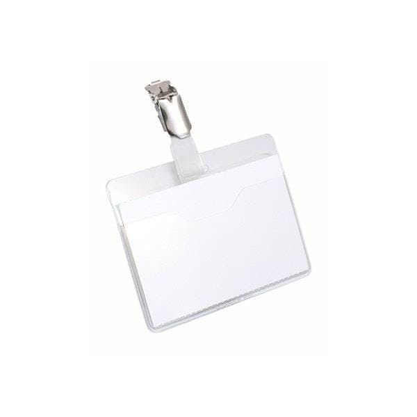 Durable Clip Name Tag Id Badge Card Holders + Inserts | 50 Pack | 60 X 90Mm