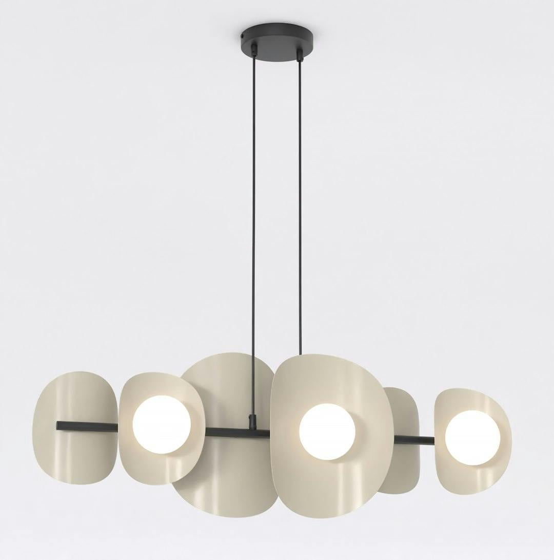 Rackhams White Elementi Pendant Lamp 6 X G9 Mocha With Shade