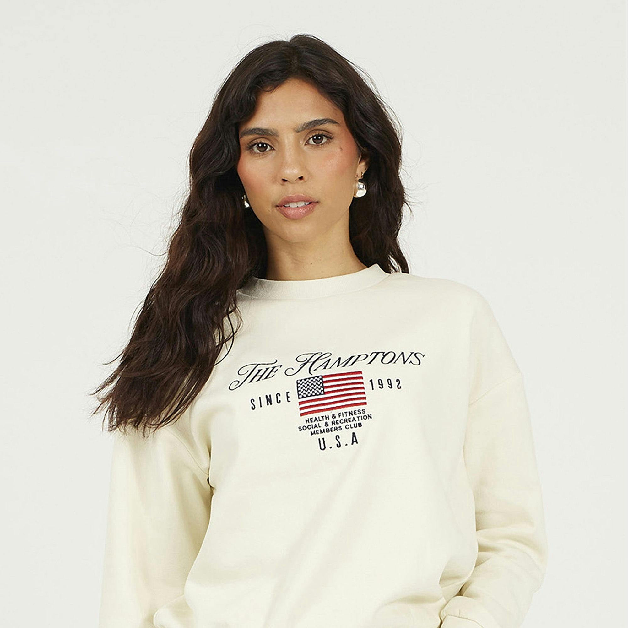Brave Soul Cream Crew Neck Embroidered Sweatshirt - L