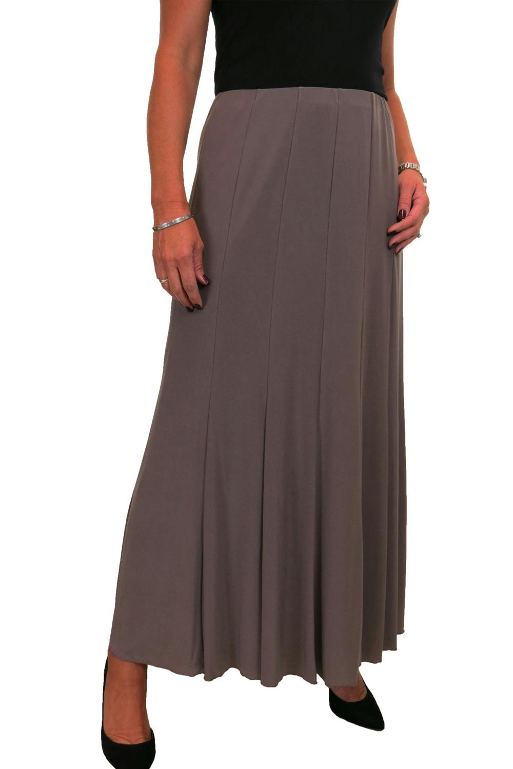 Paulo Due Women's Panelled 38" Elastic Waist Maxi Skirt - 18-20 - Taupe