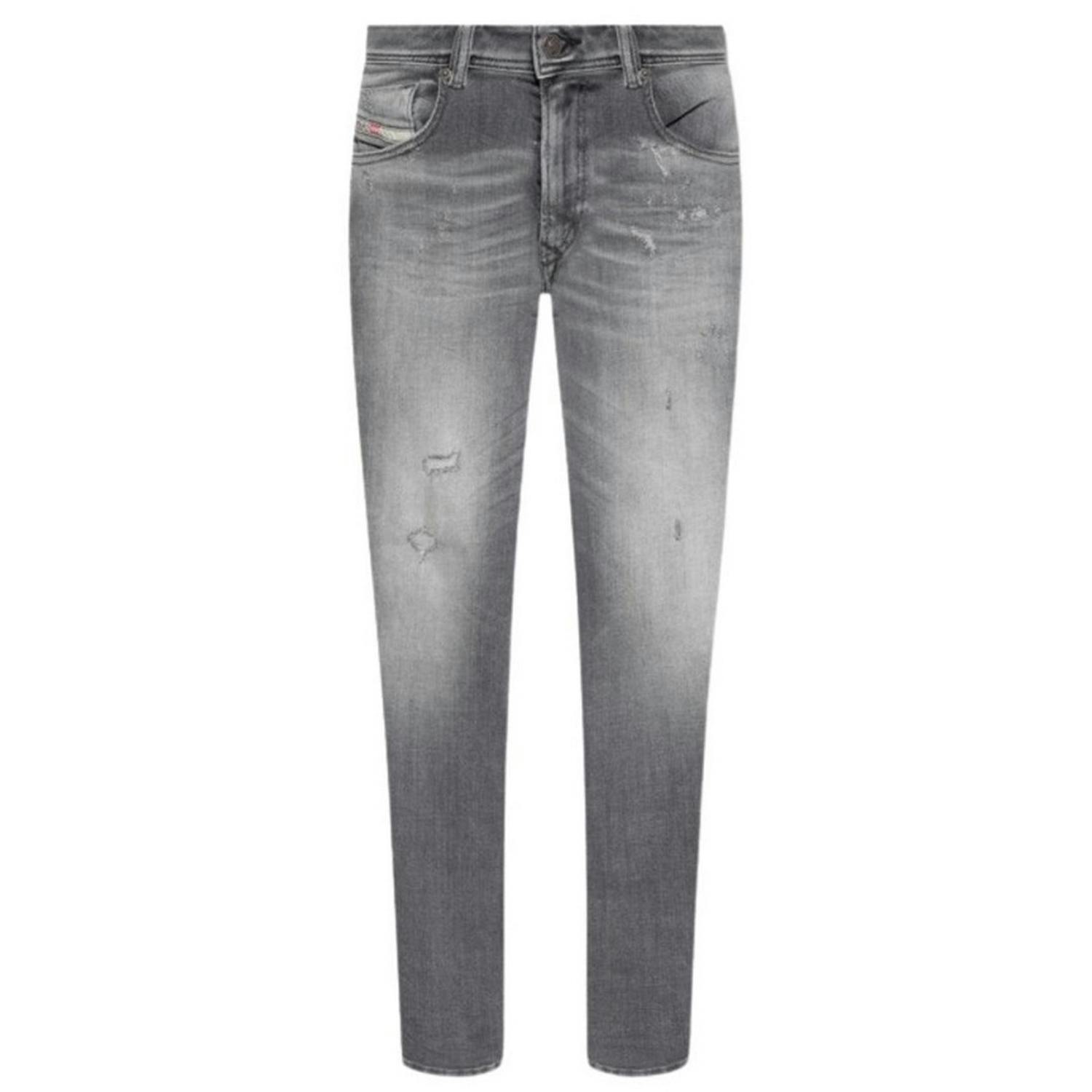 Diesel Men's Grey 1979 Sleenker Faded Frayed Edge Jeans - Denim - Denim - 31R - 96% Cotton/3% Elastomultiester/1% Elastane