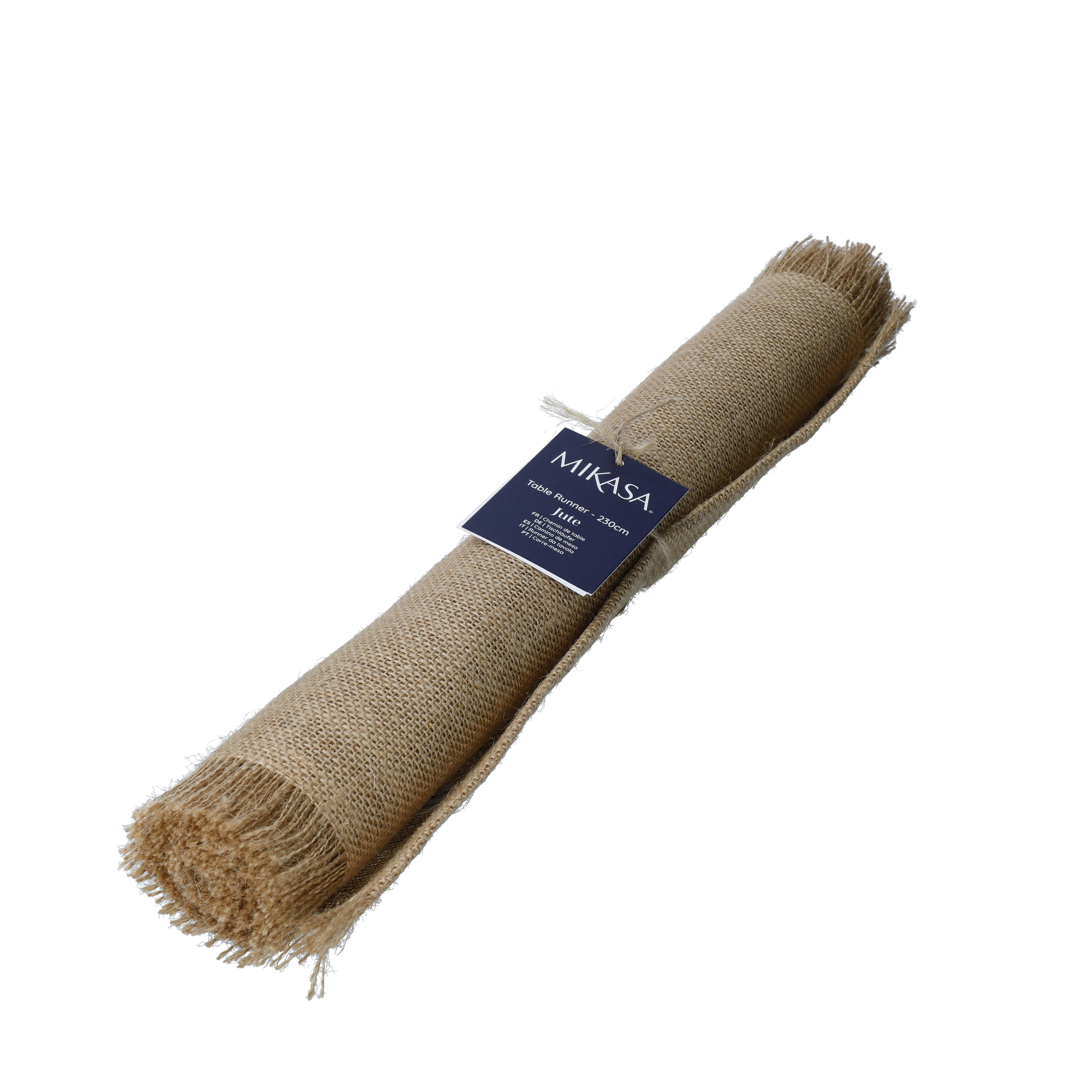 Rackhams Brown Frayed Jute Table Runner, Natural, 230 X 33Cm - Jute
