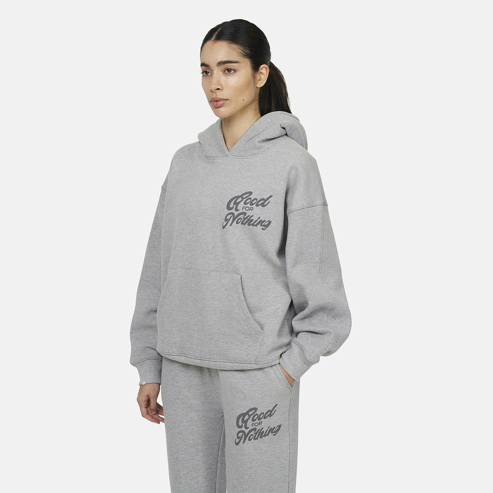 Good For Nothing Grey Relaxed Hoodie - Xl