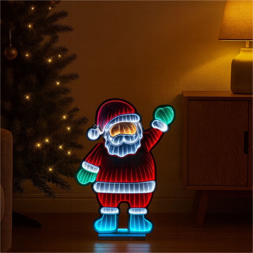 Xmas Haus Light 39X59cm 190 Led Santa Infinity 3M Cable