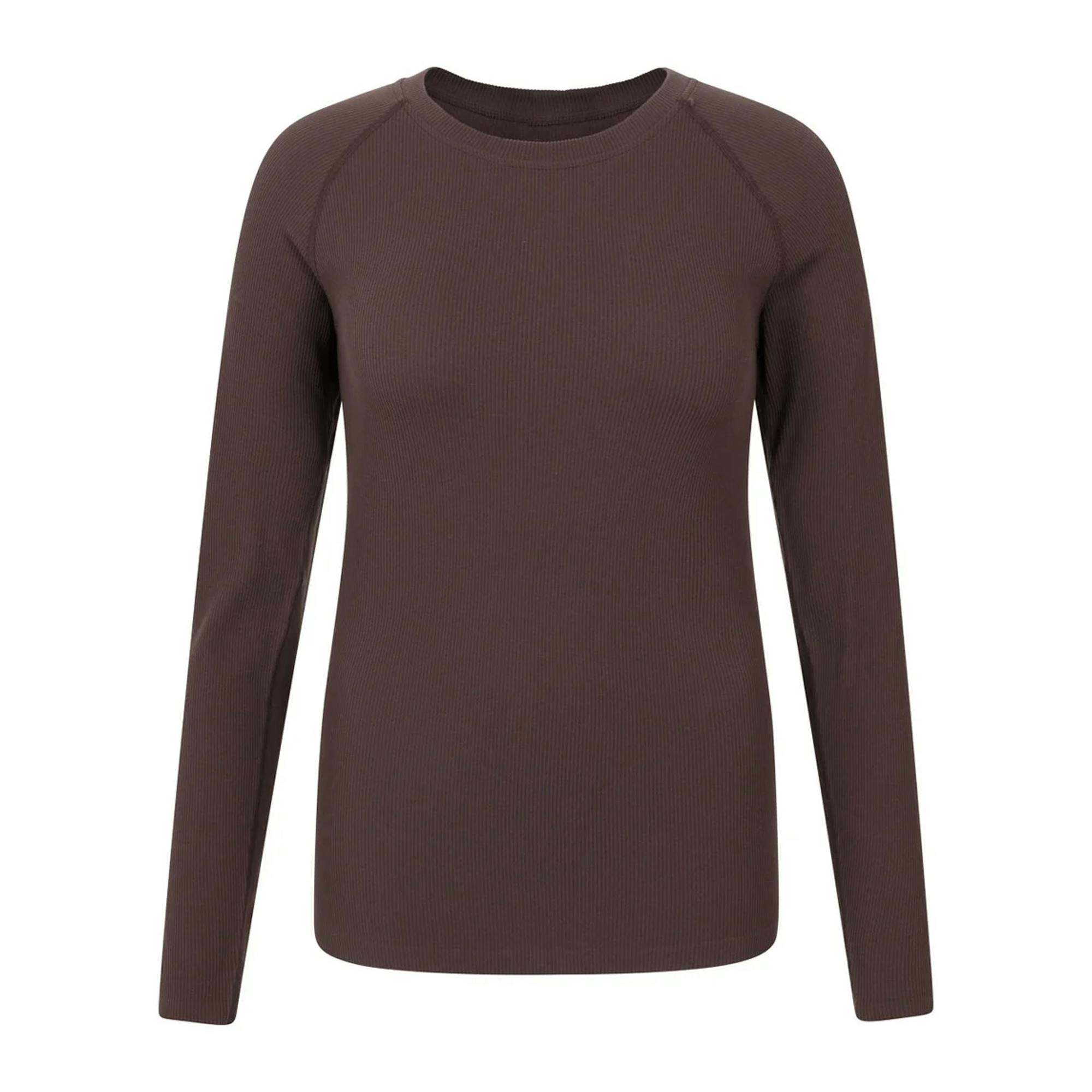 Mountain Warehouse Women's Brown Carmel Ribbed Seamless Thermal Top - S - 92% Polyamide/8% Elastane