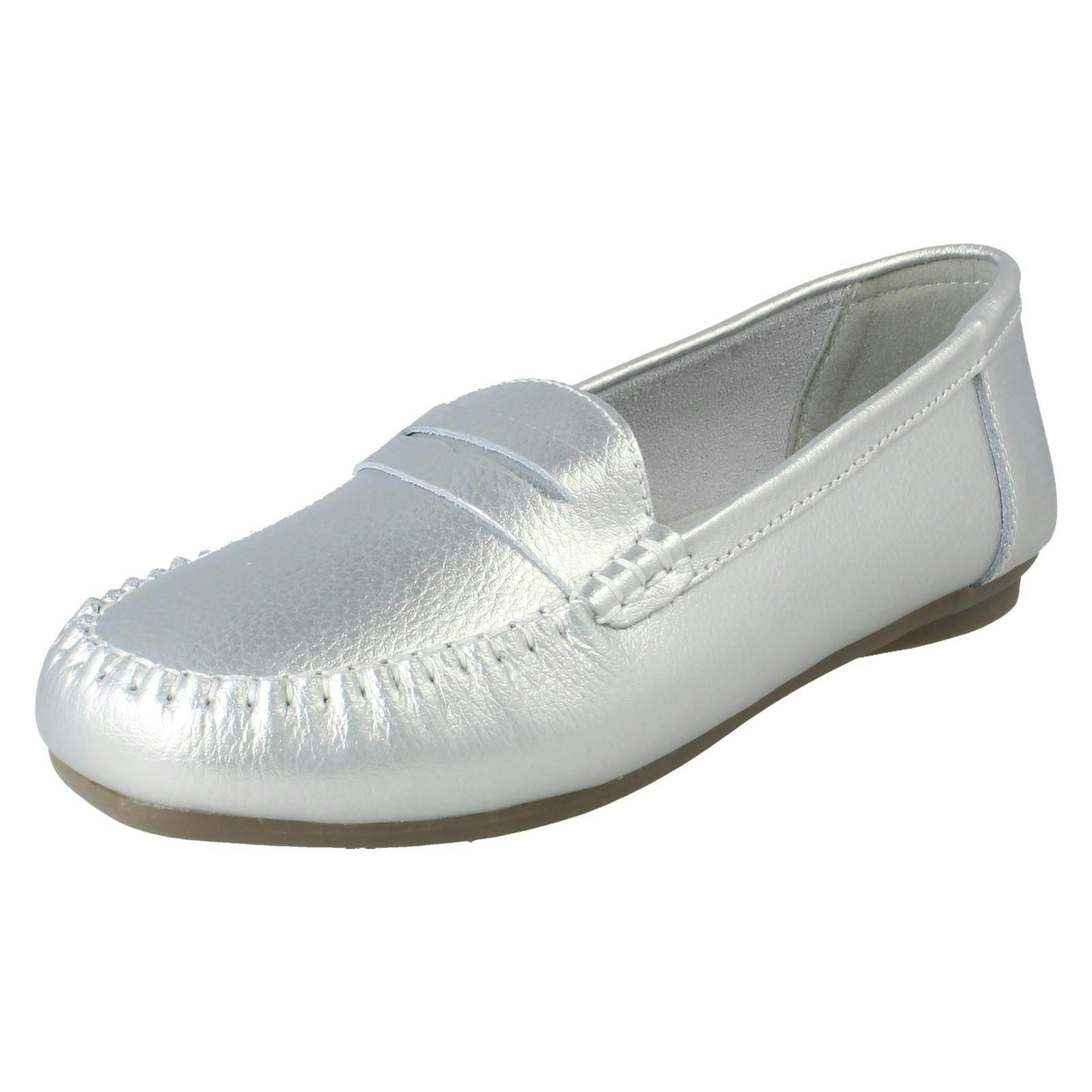 Down To Earth Women's Silver Leather Shoes F80445 - Uk 7