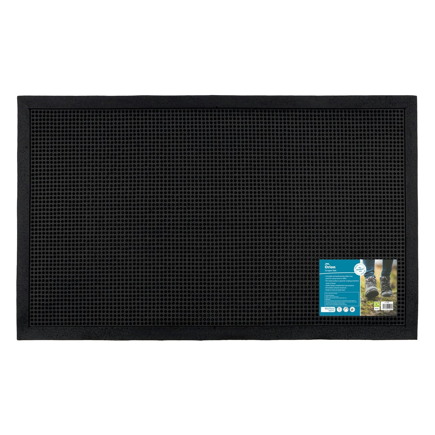 Jvl Orion Scraper Rubber Pin Doormat, 45X75cm