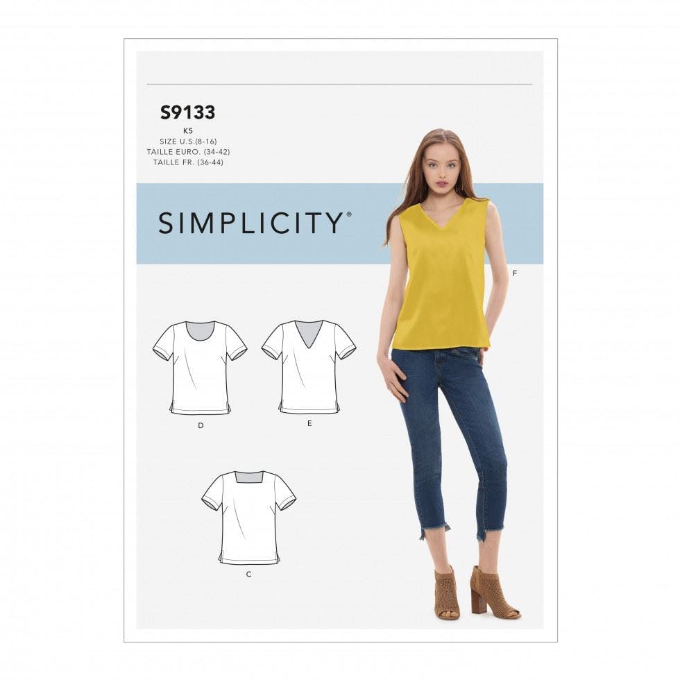 Simplicity Women's Sewing Pattern 9133, Tops For K5 (8-10-12-14-16) - Intermediate - K5 (8-10-12-14-16)