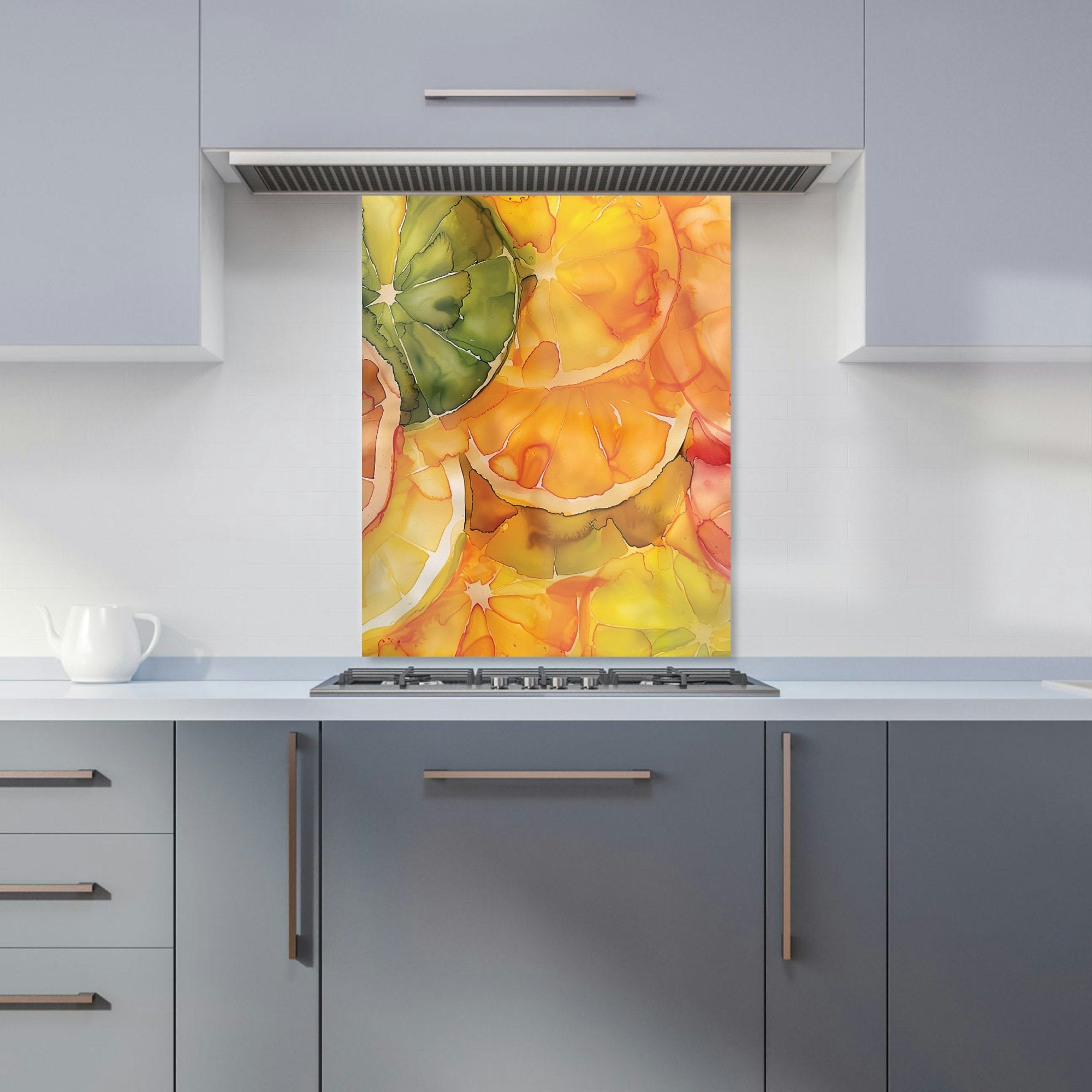 Warren Reed - Designer Citrus Swirl: Vibrant And Abstract Kitchen Splashback - W600mm X H750mm