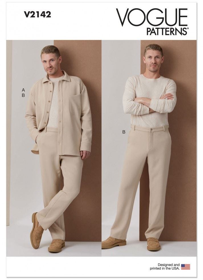 Vogue Men's Sewing Pattern 2142, Shirts, Trousers For Aa (34-36-38-40-42) - Intermediate - Aa (34-36-38-40-42)