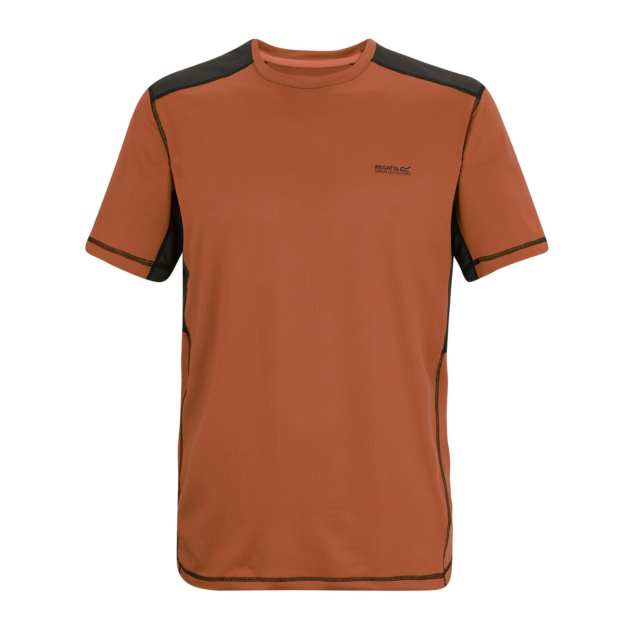 Regatta Men's Black Virda T-Shirt - Brick/ - L - Brick/ - 65% Polyester/30% Recycled Polyester/5% Elastane