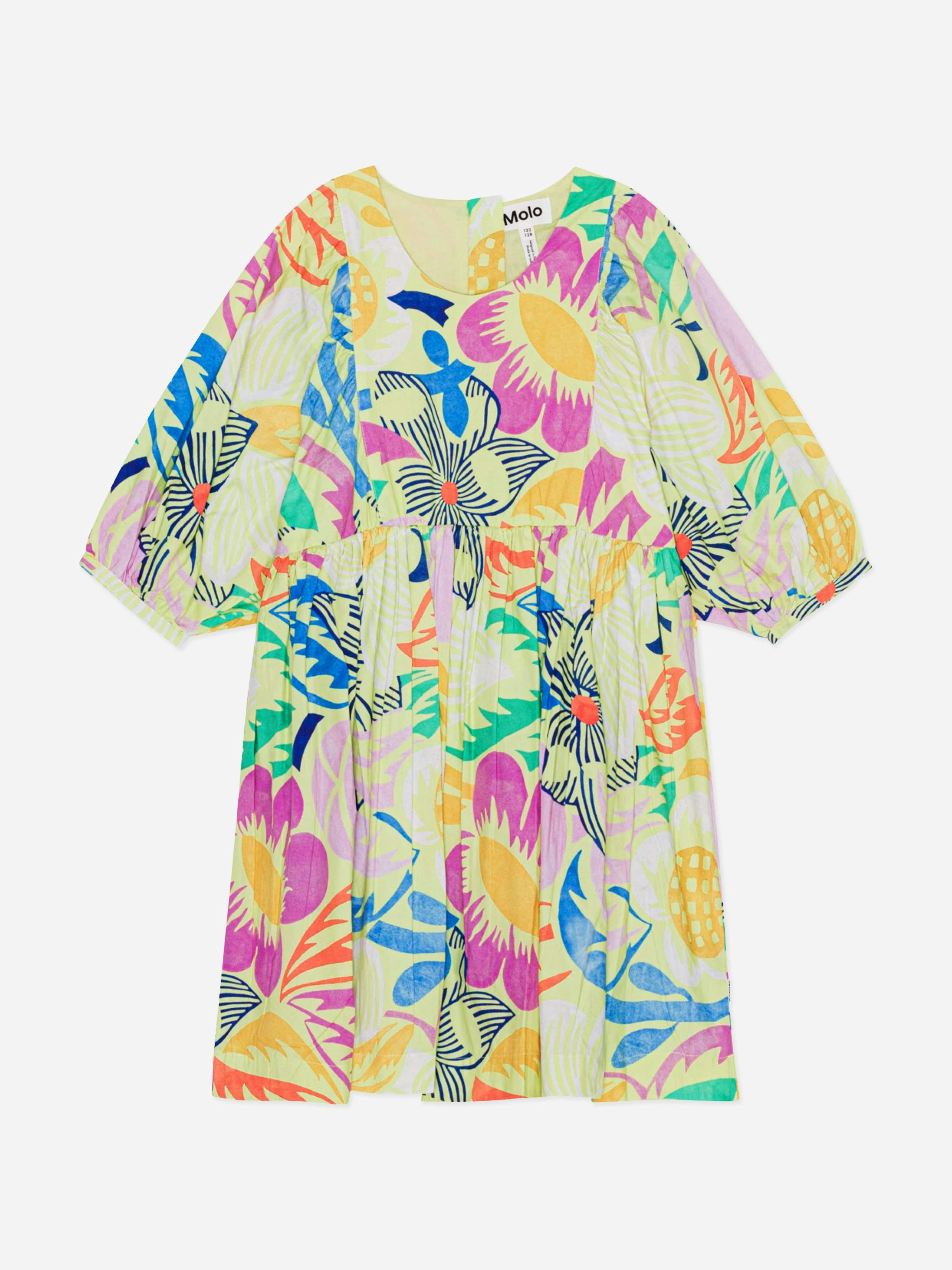 Molo Girls Floral Print Dress In Multicolour - Multicoloured - 3 - 4 Yrs