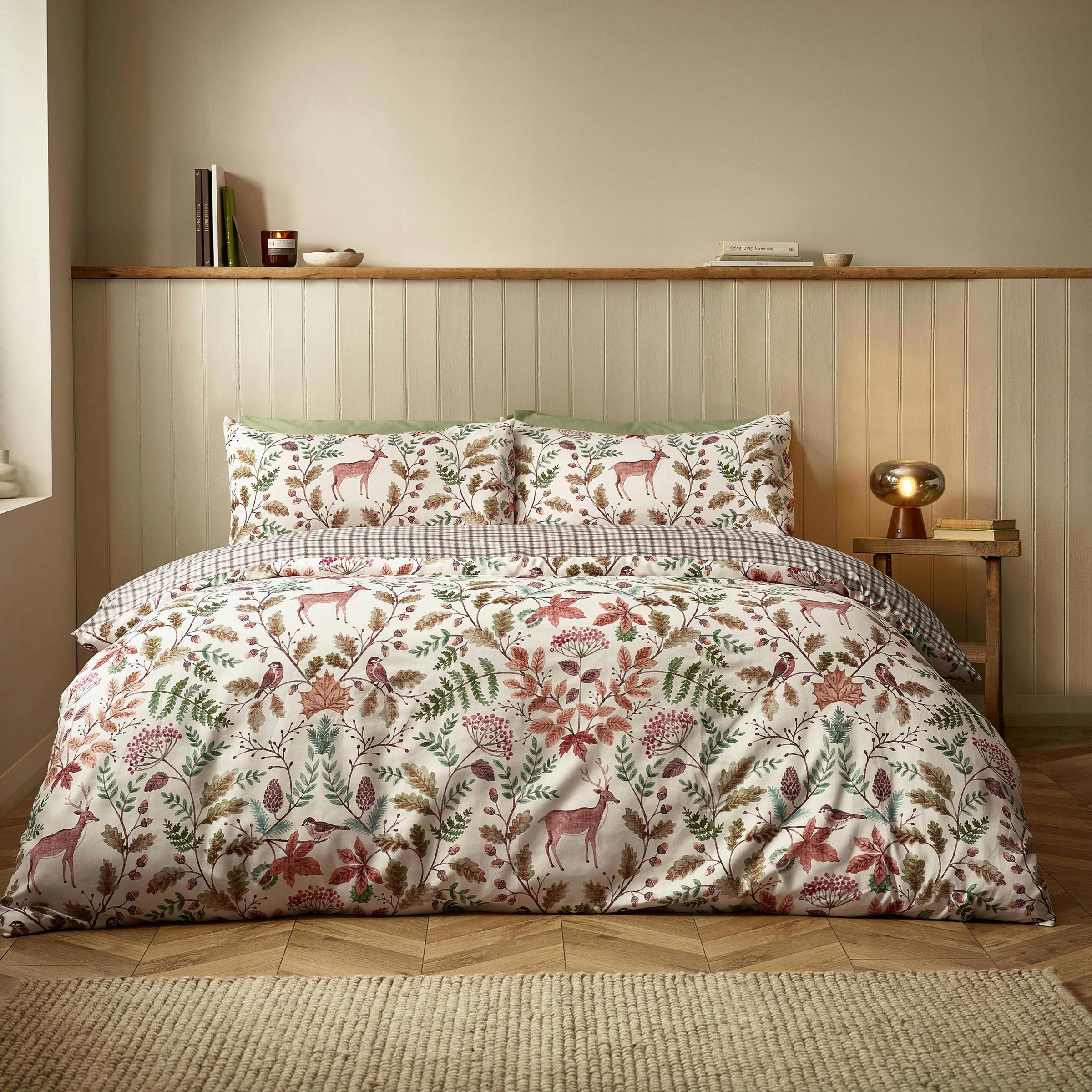 Catherine Lansfield Cream Woodland Stag So Soft Reversible Duvet Cover Set - Double