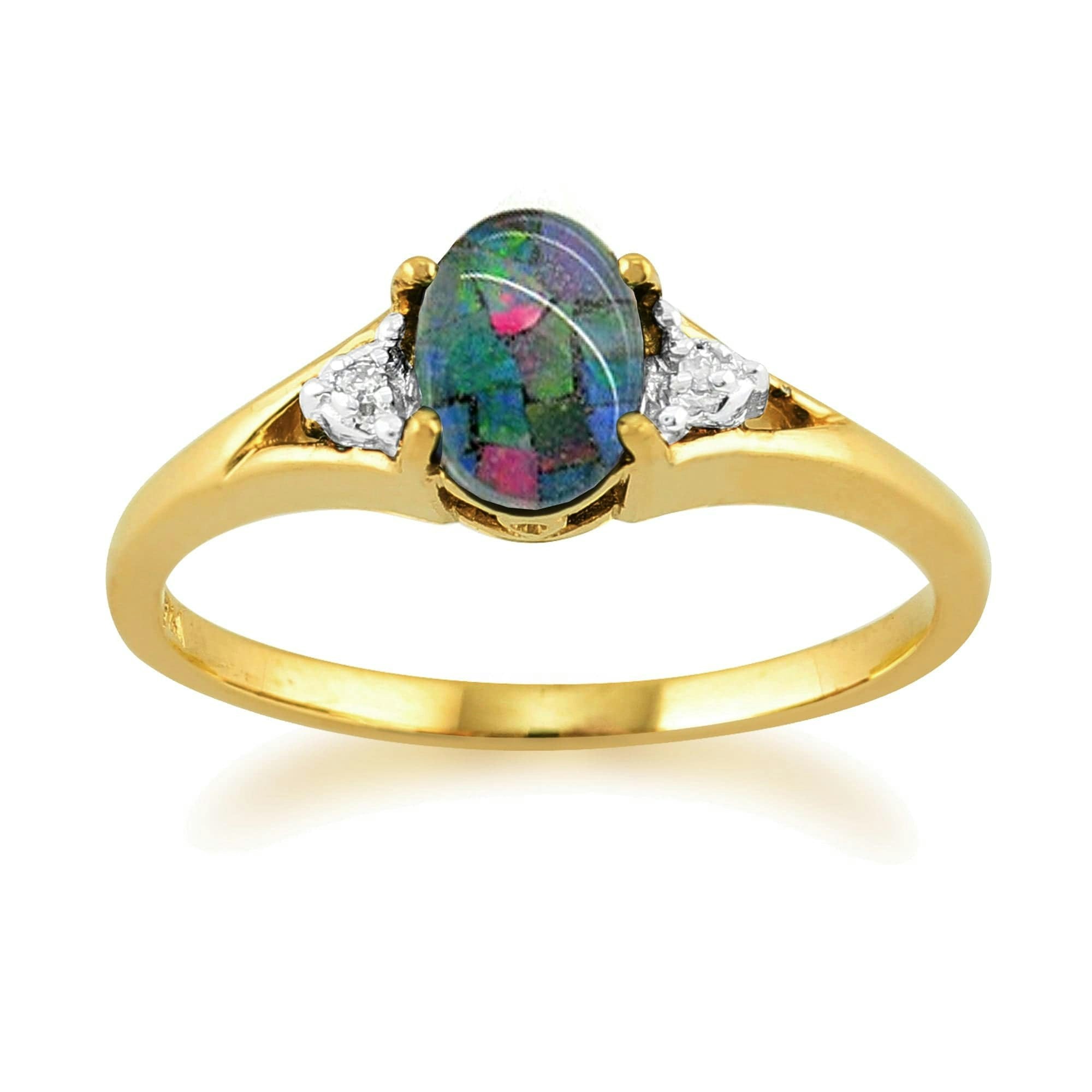 Gemondo Yellow/Gold Classic Oval Triplet Opal & Diamond Ring In 9Ct - Y