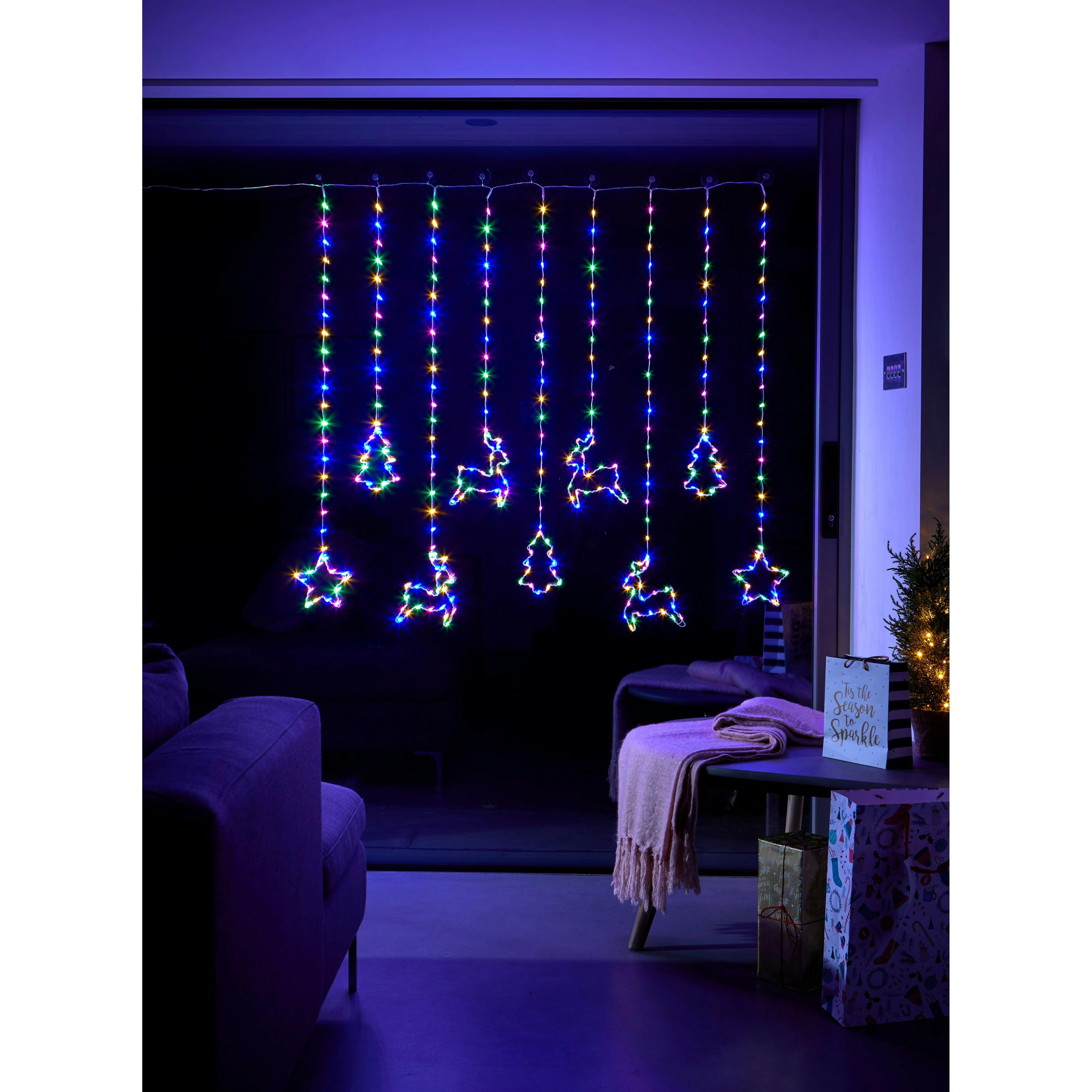Rackhams Dark Festive Curtain Lights Multi Coloured - One Size - Image 3