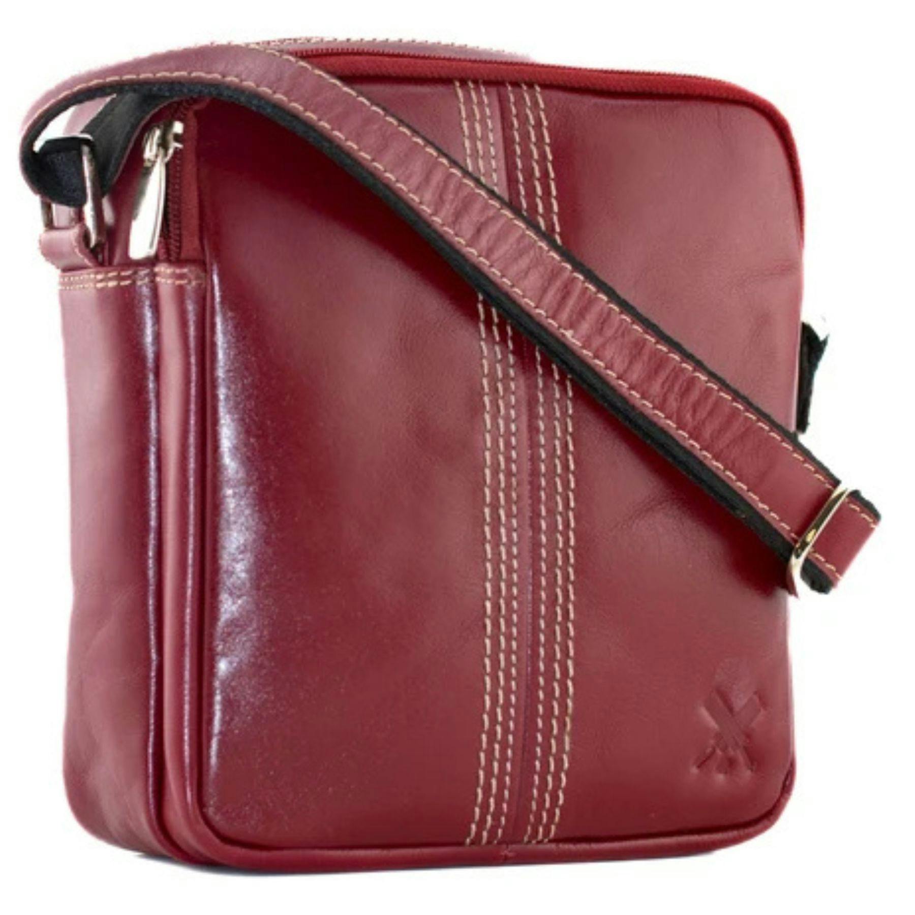 Mala Leather Red Edgbaston Cricket Mini Genuine Leather Crossbody Bag