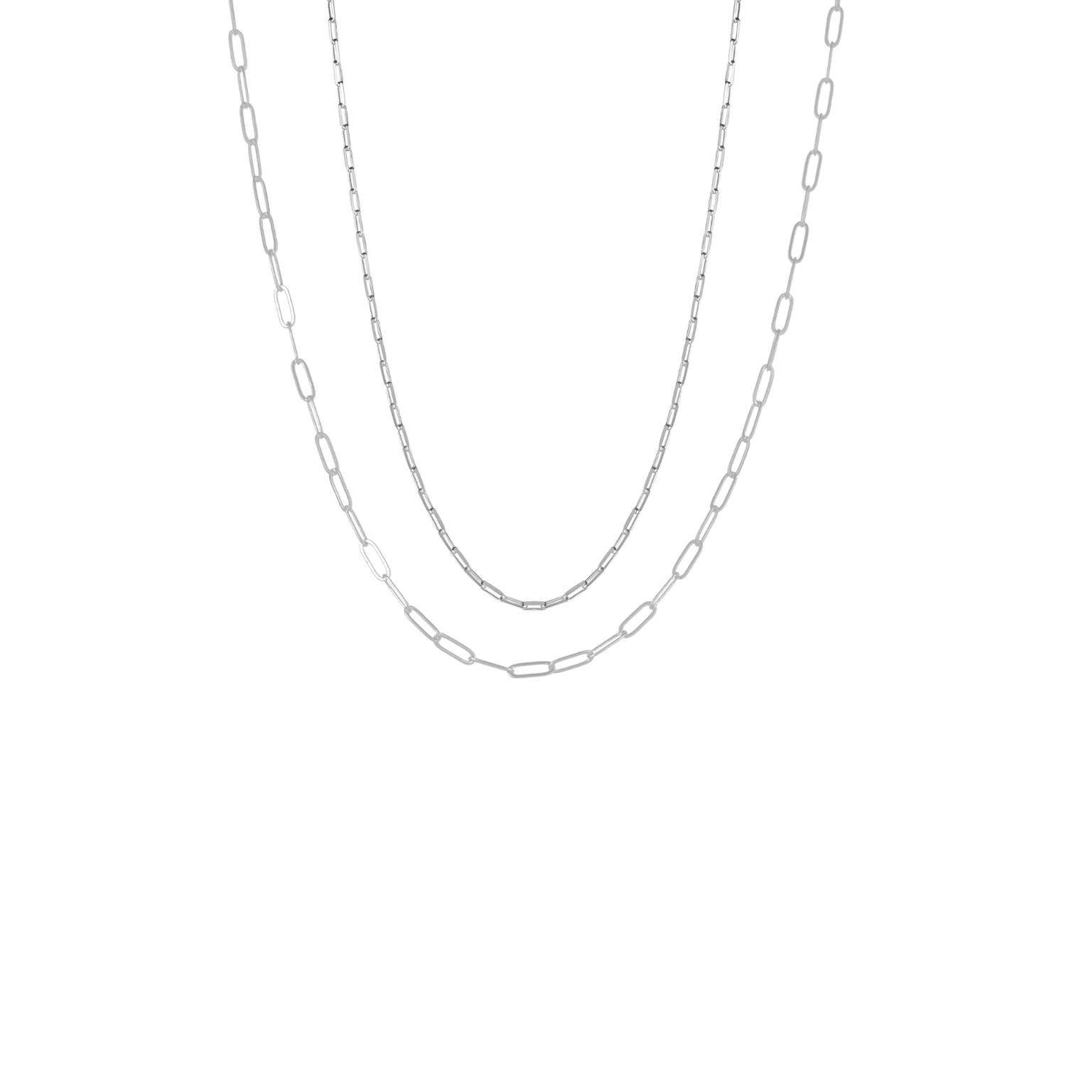 Spero London Silver Paperclip Chains Sterling Layering Necklace Set