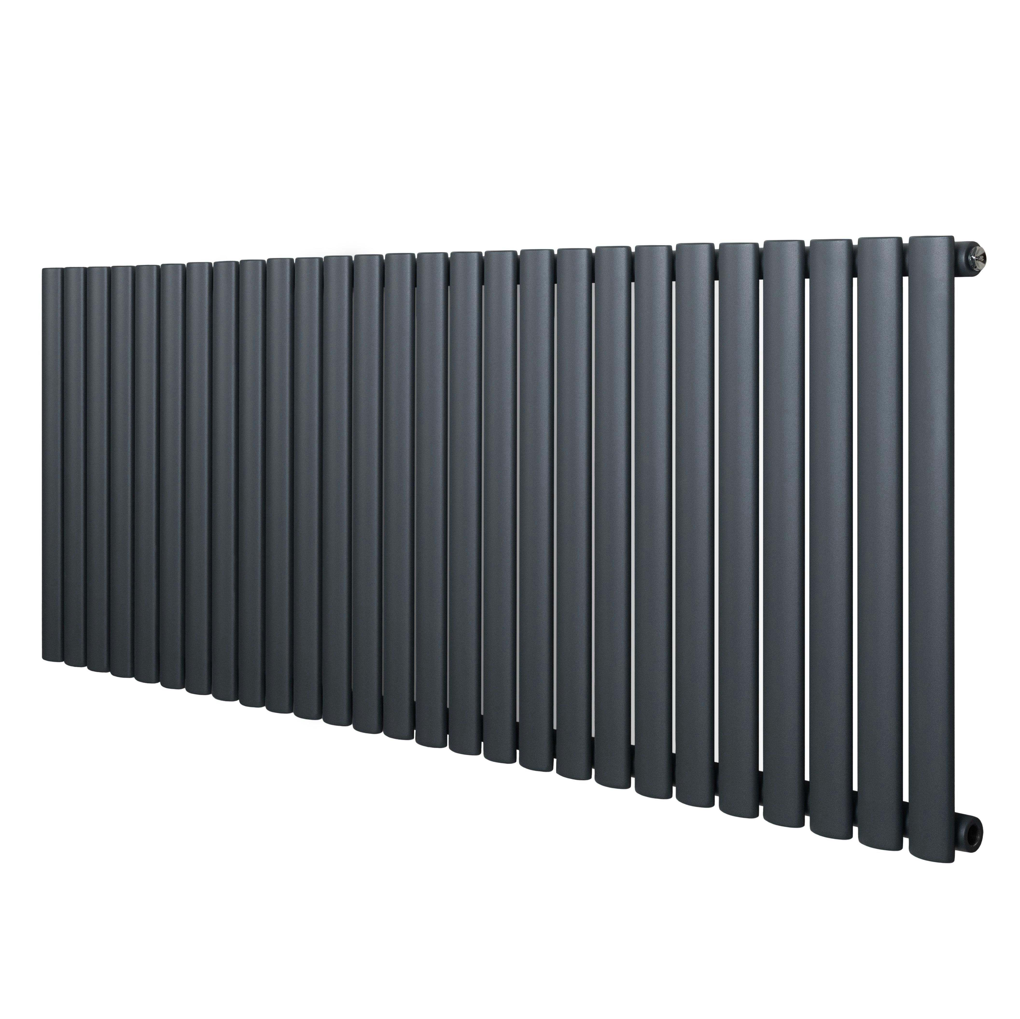Monstershop Anthracite/Grey Oval Single Column Radiator - 600 X 1620Mm
