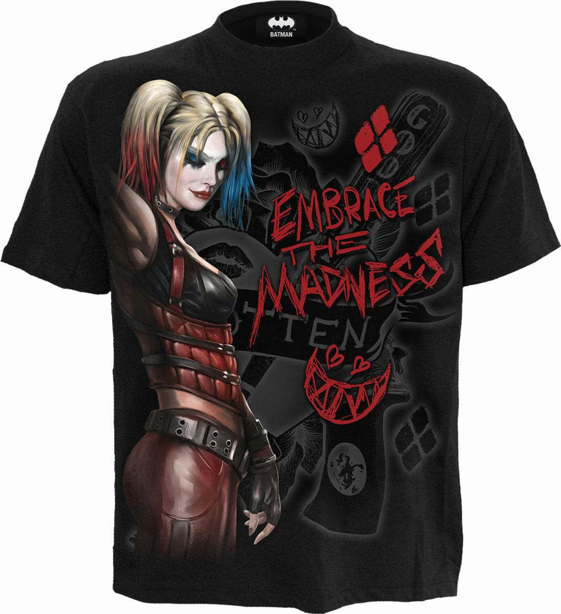 Spiral Direct Black Harley Quinn - Embrace Madness - Front Print T-Shirt - Xxl - Digital - Digital