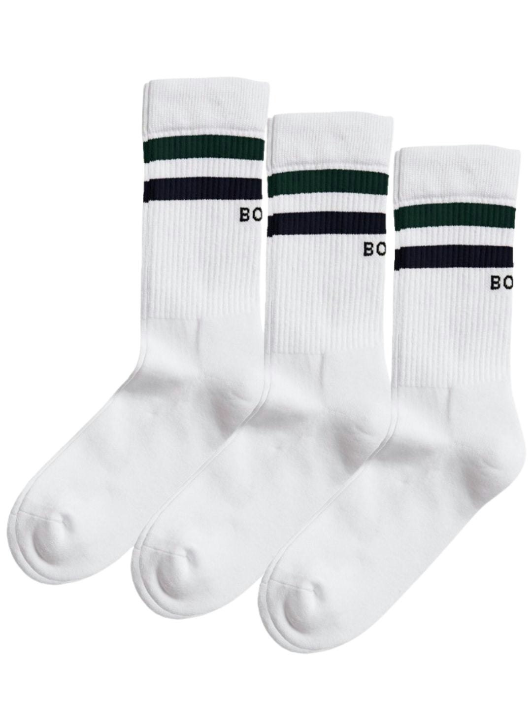 Bjorn Borg White 3-Pack Striped Logo Sports Socks, - Eur 41-45