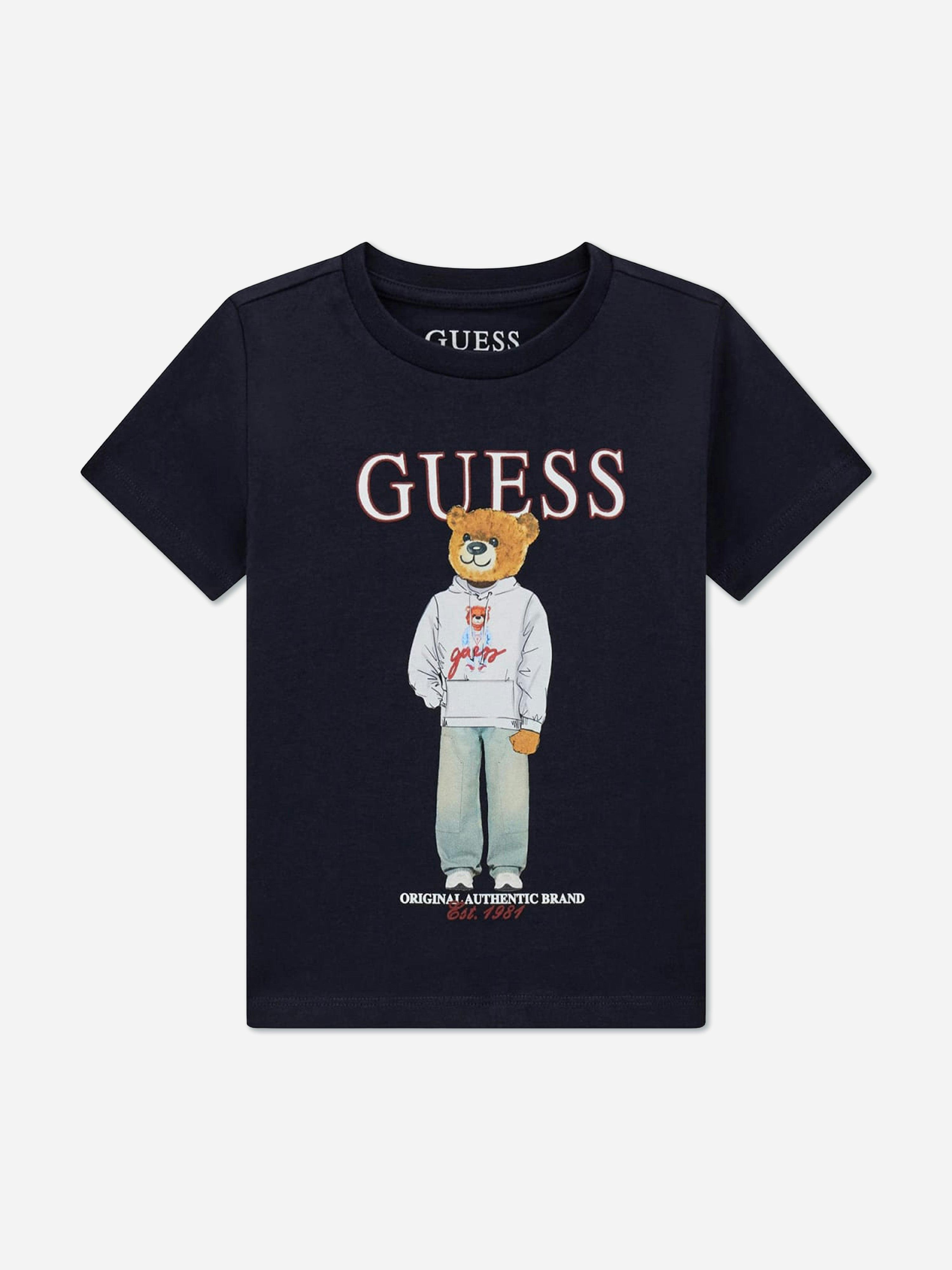 Guess Boys Bear Logo T-Shirt In Navy - Navy - 24 Months