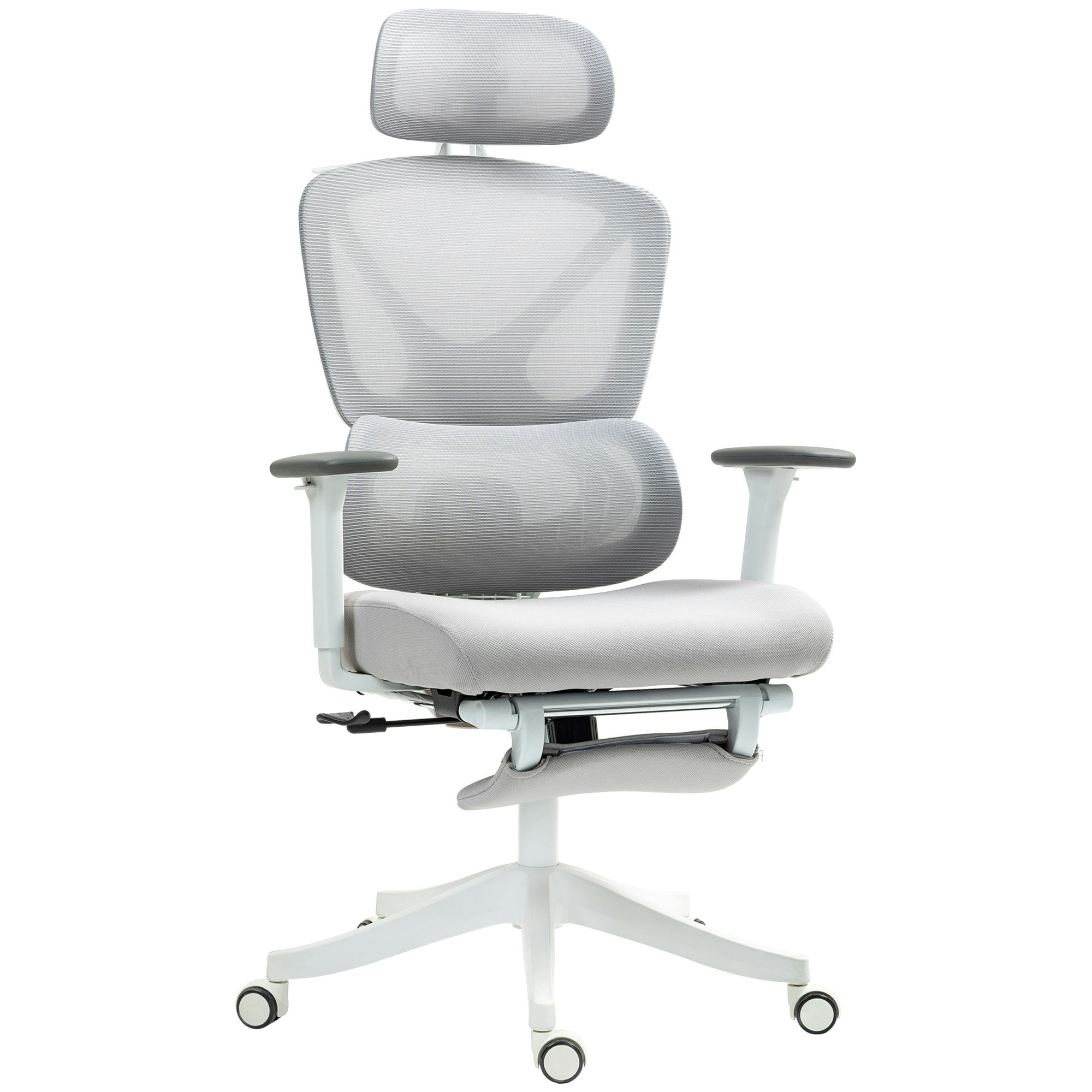 Homcom Grey Executive Office Chair, Recliner Computer Chair With Footrest,