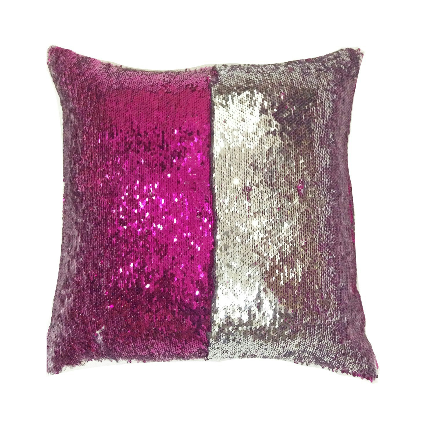 Rackhams Fuchsia/Silver Mermaid Sequins Fun Cushion - 56Cm X 56Cm