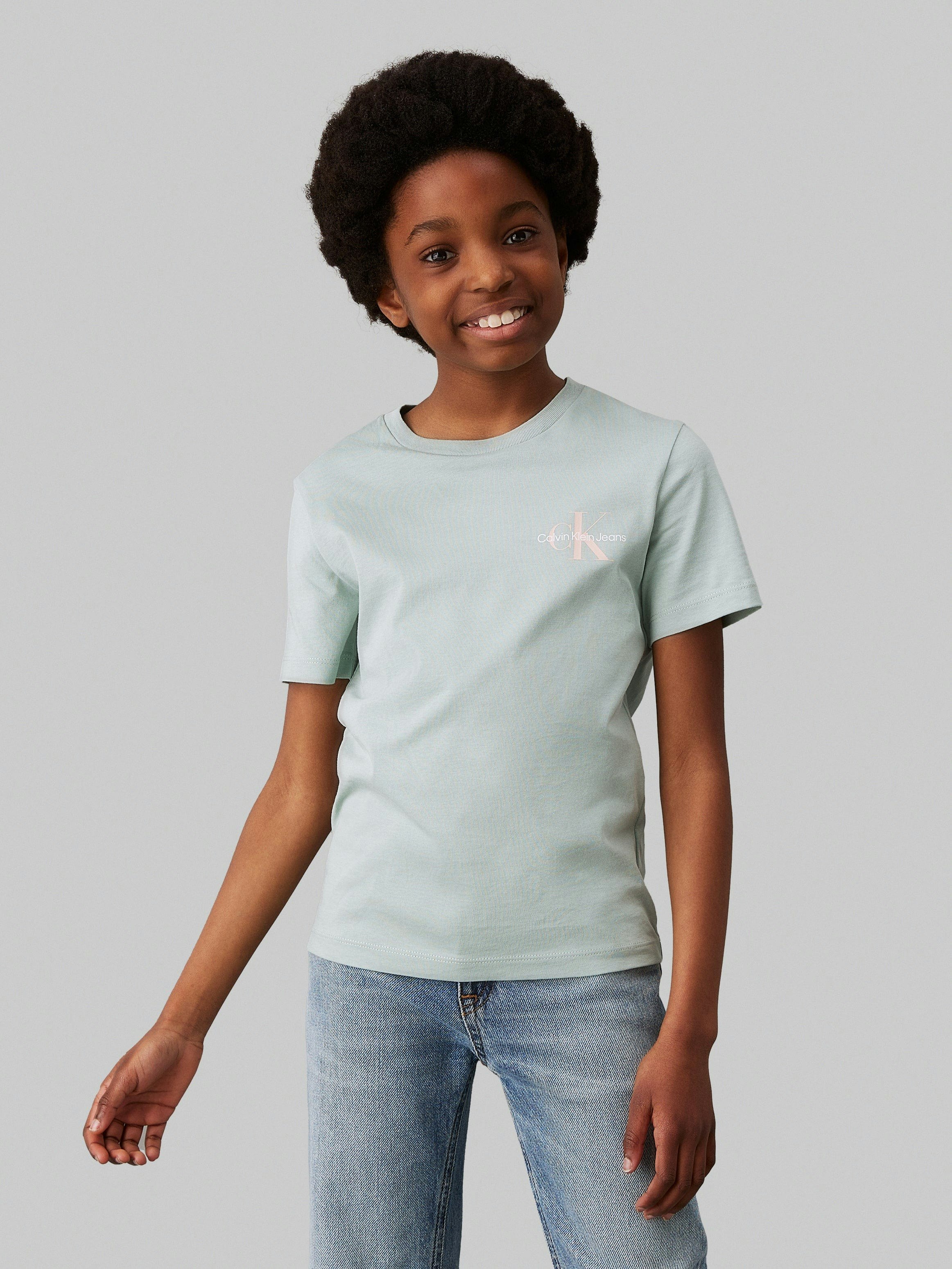 Calvin Klein Green Kids Chest Monogram T-Shirt In - 4 Yrs
