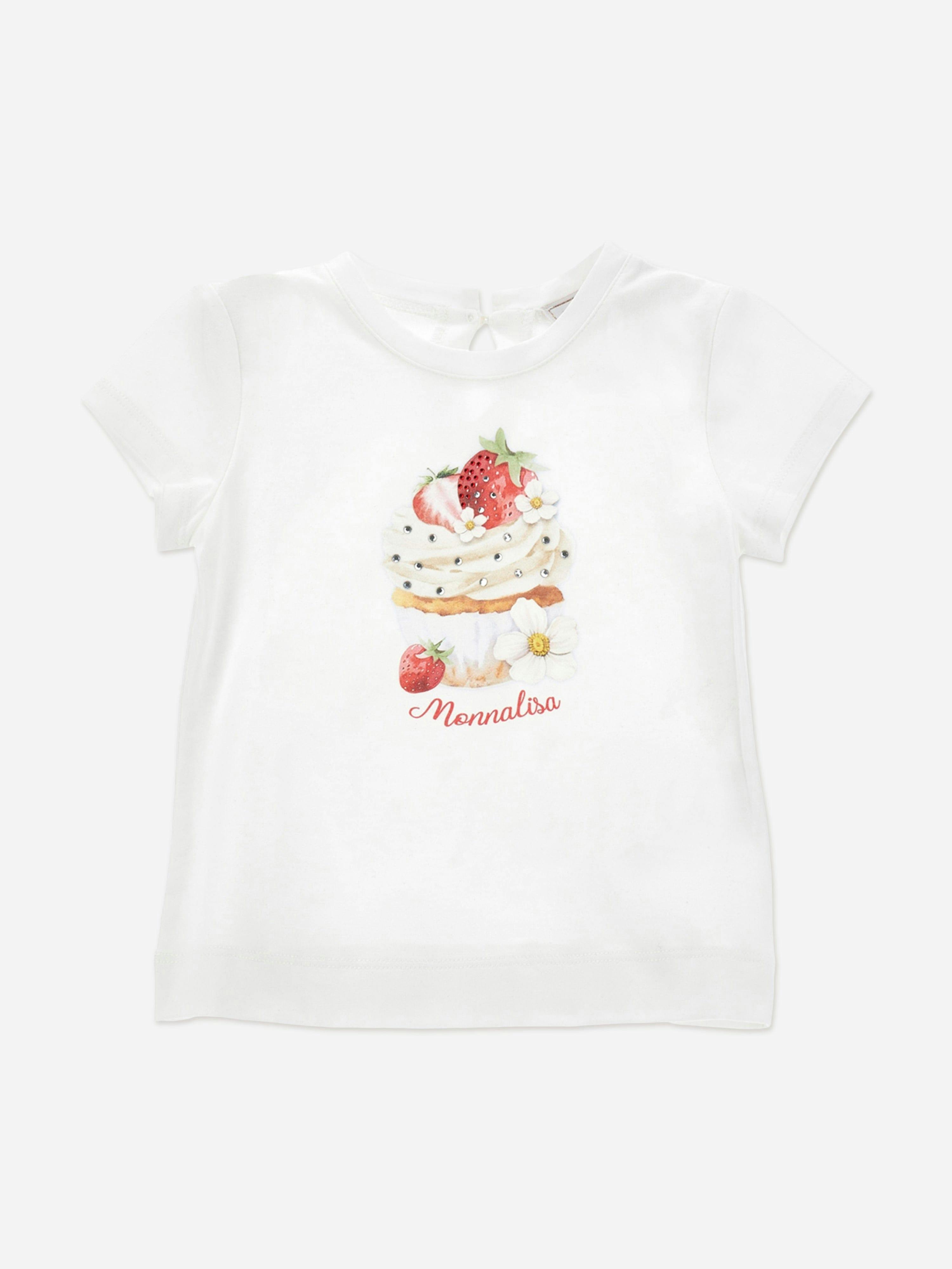 Monnalisa Women's White Baby Girls Strawberry Muffin T-Shirt In - 24 Months