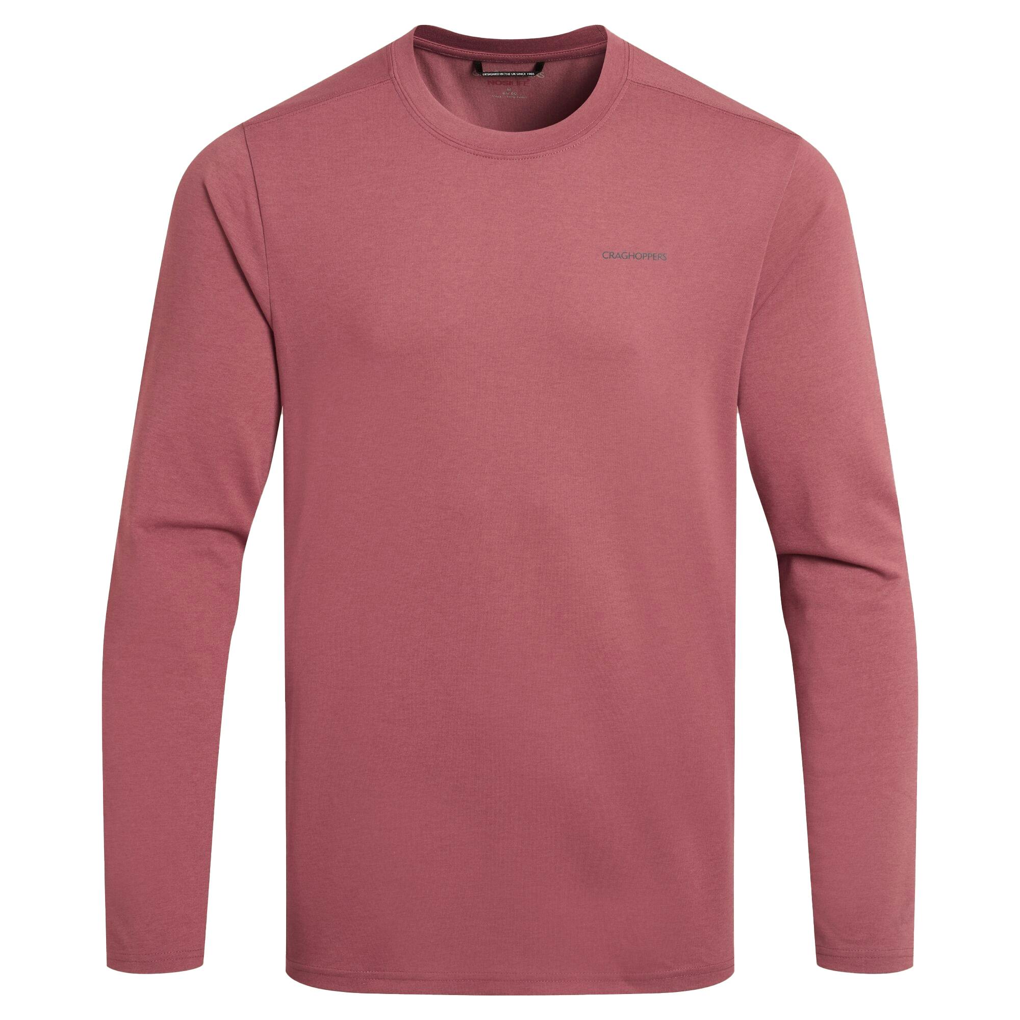 Craghoppers Men's Red Abel Nosilife Long-Sleeved T-Shirt - Atlas - S - Atlas - 74% Recycled Polyester/22% Cotton/4% Elastane