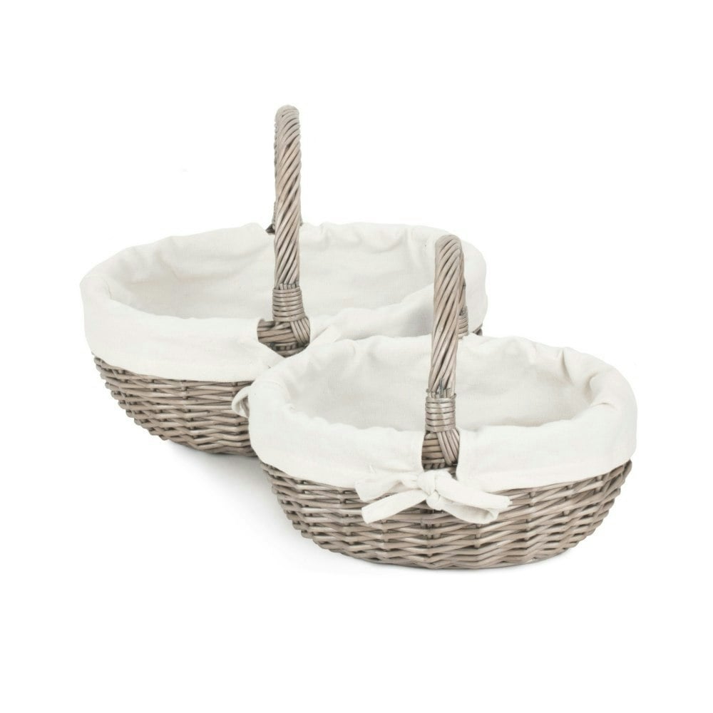 Rackhams Red Lined Antique Wash Wicker Bathroom Shopping Basket - Small