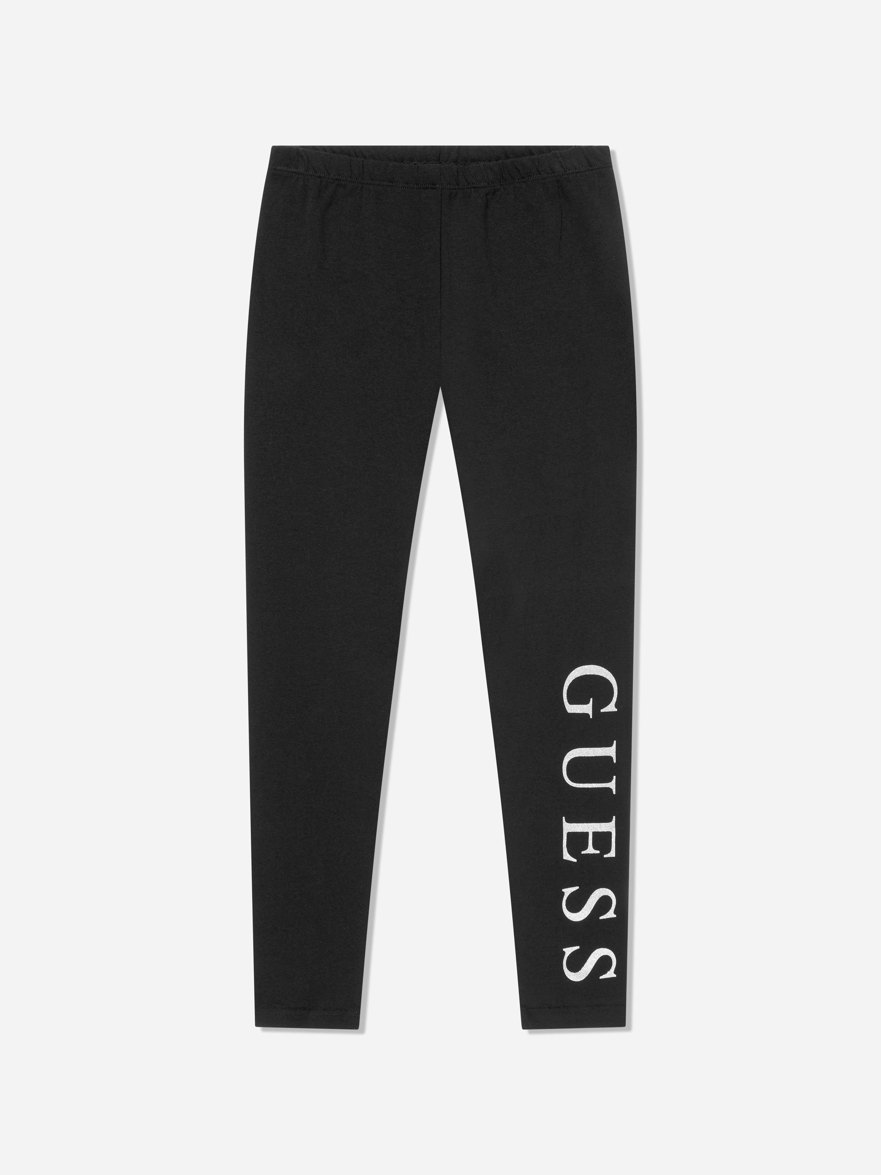 Guess Girls Black Logo Leggings In - 12 Yrs