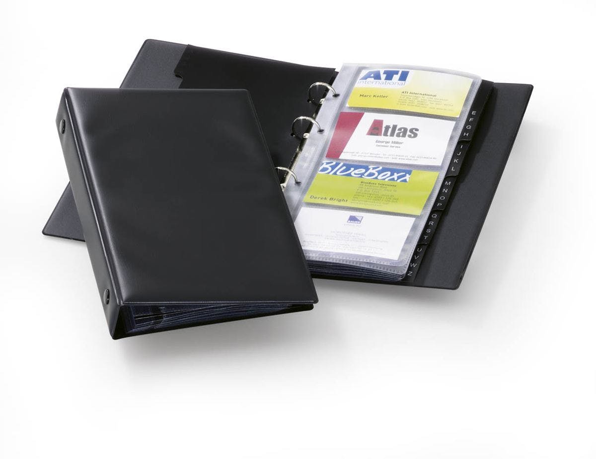 Durable Black Visifix 96 Business Card Ring Binder Album Book | A-Z Index Tabs |